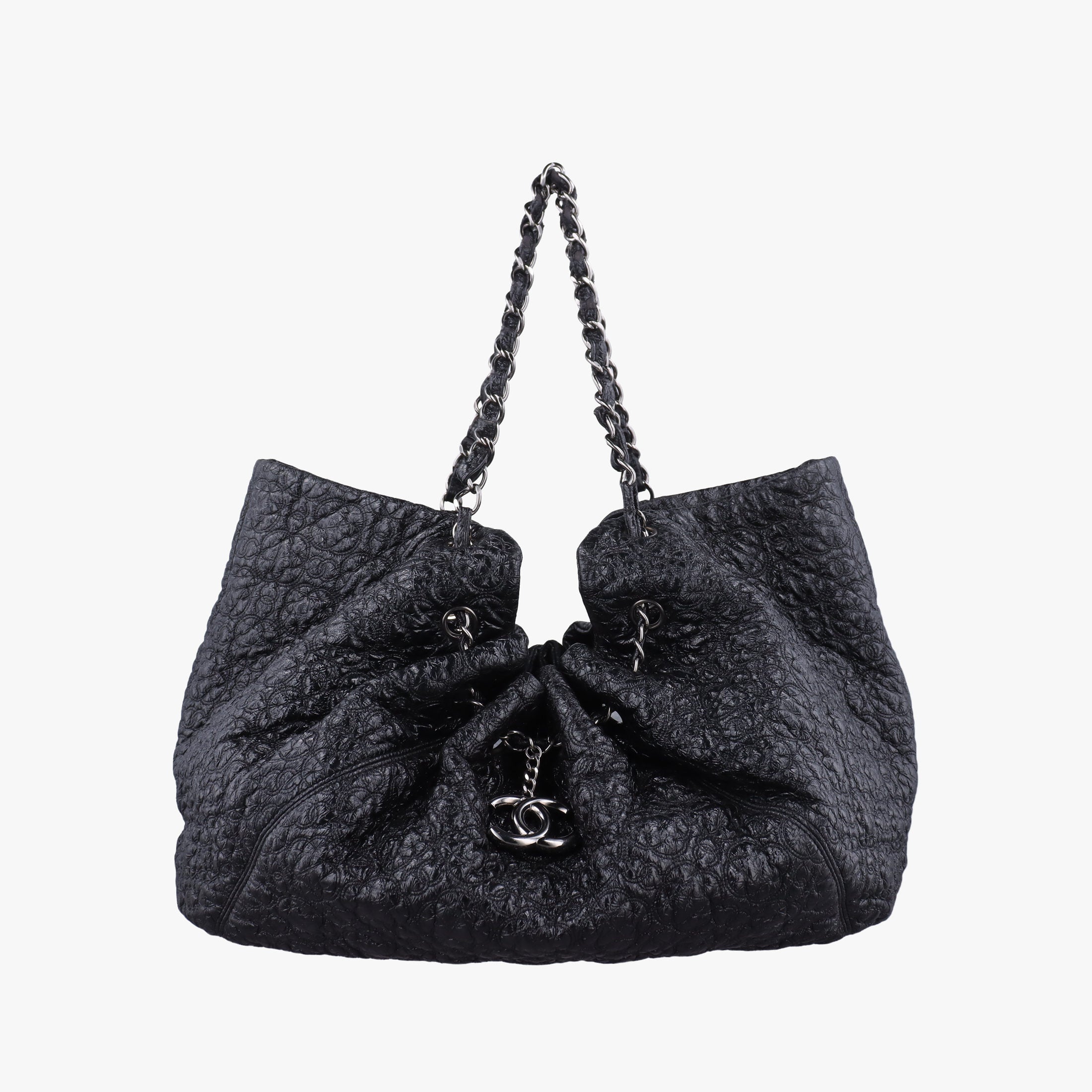 Pre-owned Chanel Coco Cabas GM Coco Mark Black Leather A46971 shoulderbag | stylenewstar