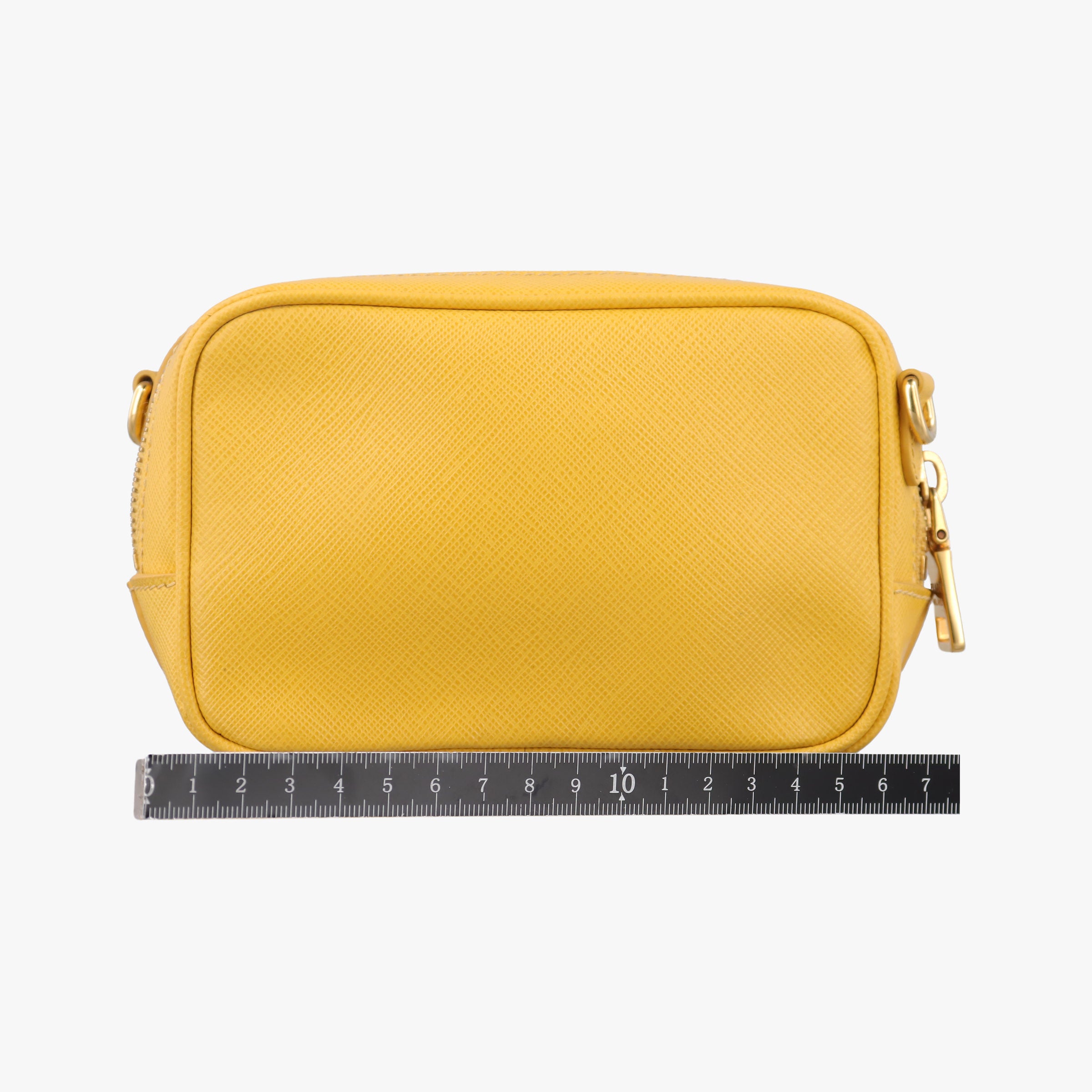 Pre-owned Prada VITELLO PHENIX Messenger Camera Yellow SAFFIANO Leather 1NF002 shoulderbag | stylenewstar