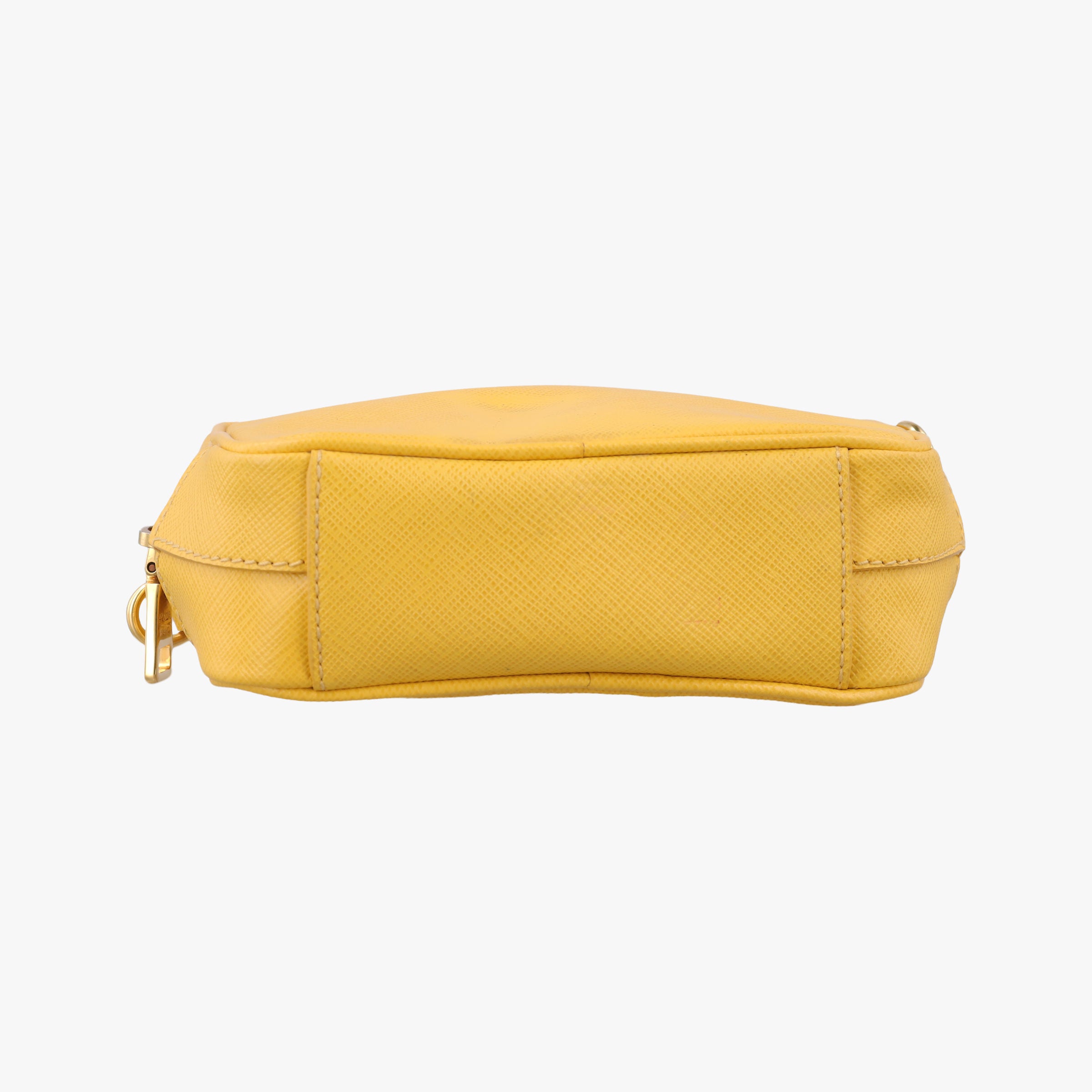 Pre-owned Prada VITELLO PHENIX Messenger Camera Yellow SAFFIANO Leather 1NF002 shoulderbag | stylenewstar