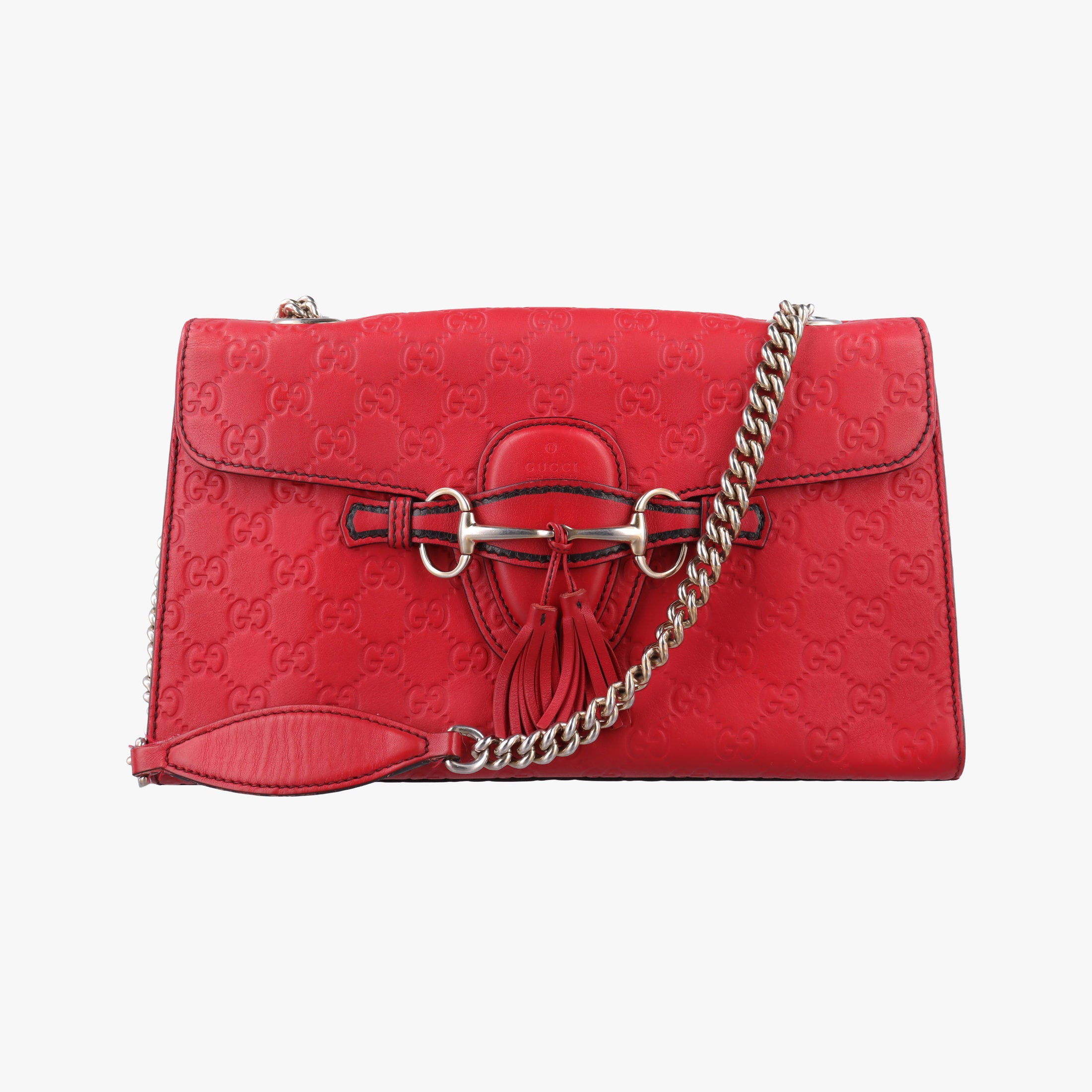 Pre-owned Gucci Emily Red Leather 295402 shoulderbag | stylenewstar