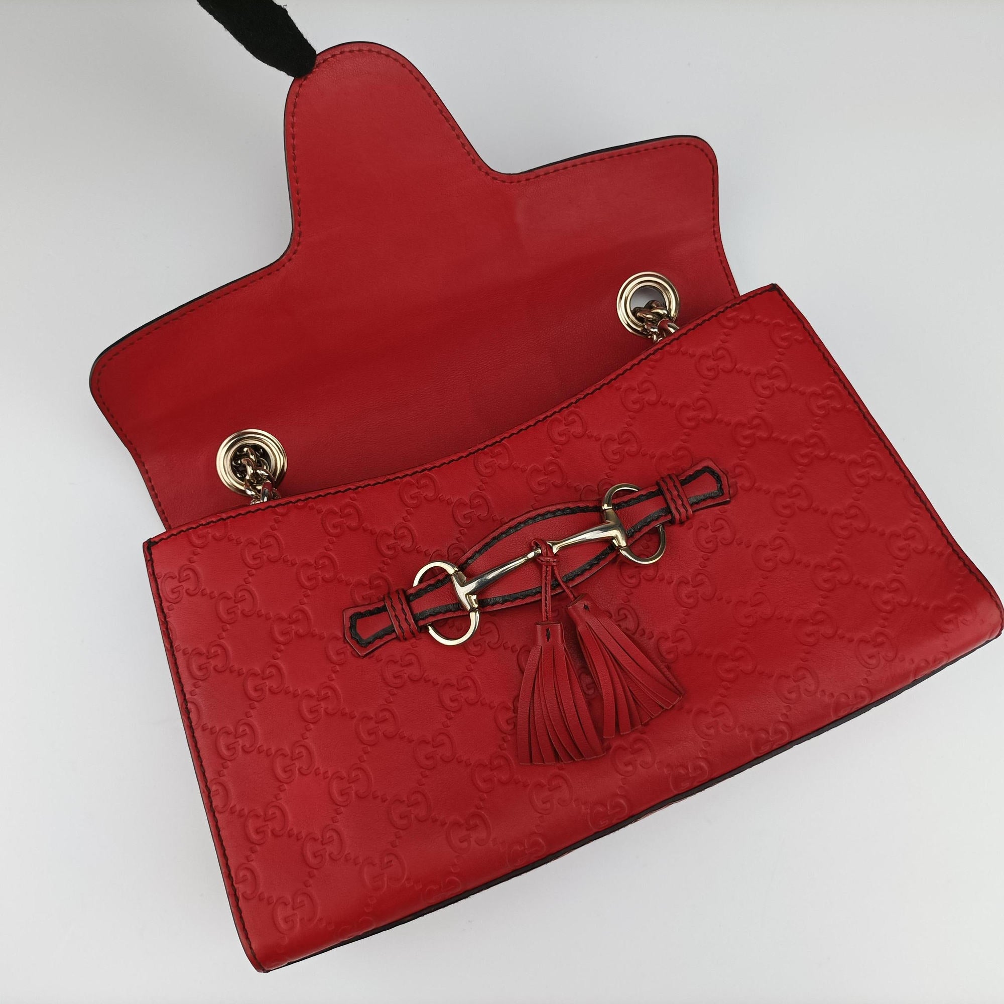 Pre-owned Gucci Emily Red Leather 295402 shoulderbag | stylenewstar