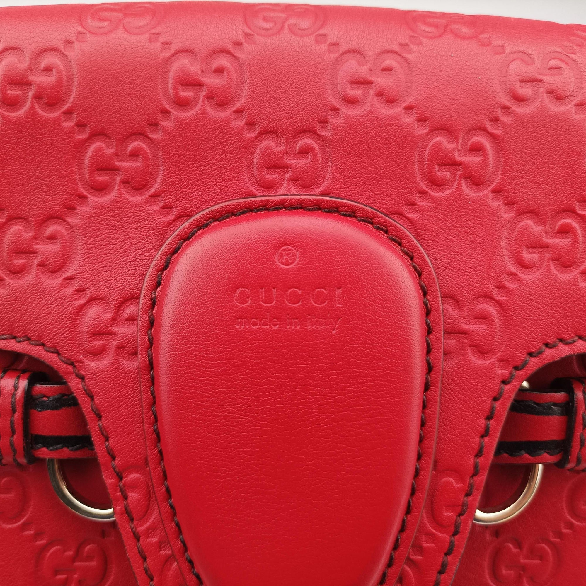 Pre-owned Gucci Emily Red Leather 295402 shoulderbag | stylenewstar
