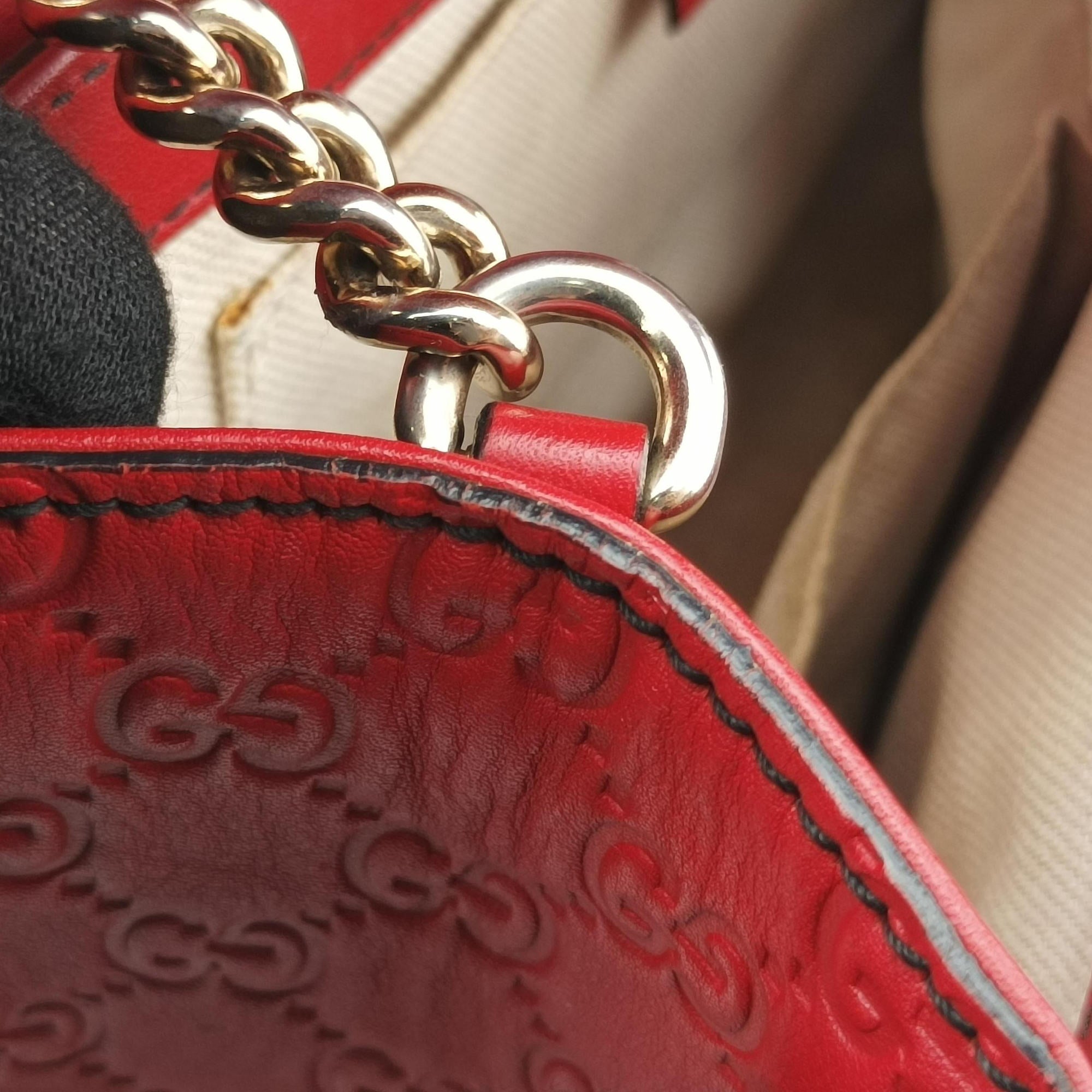 Pre-owned Gucci Emily Red Leather 295402 shoulderbag | stylenewstar