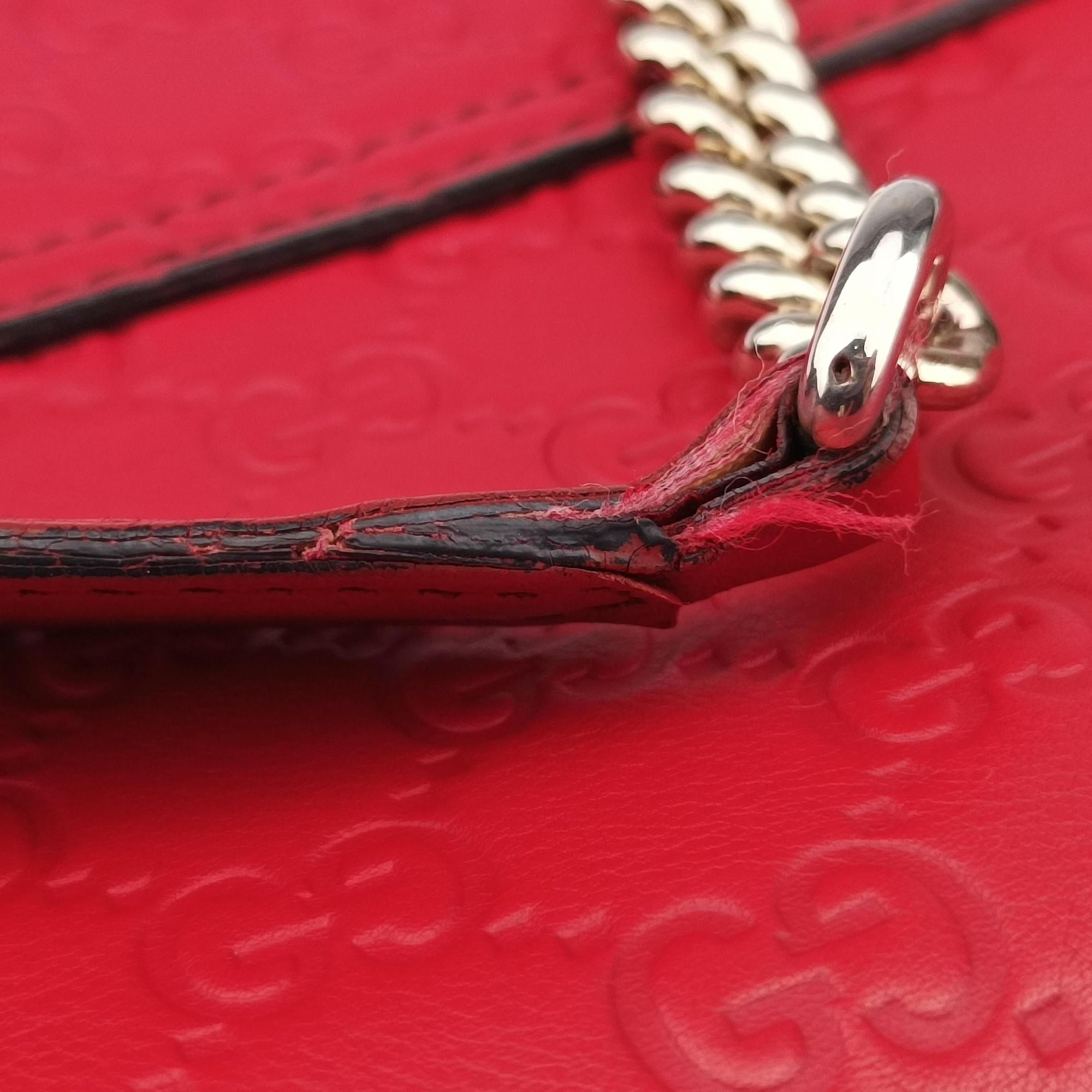 Pre-owned Gucci Emily Red Leather 295402 shoulderbag | stylenewstar