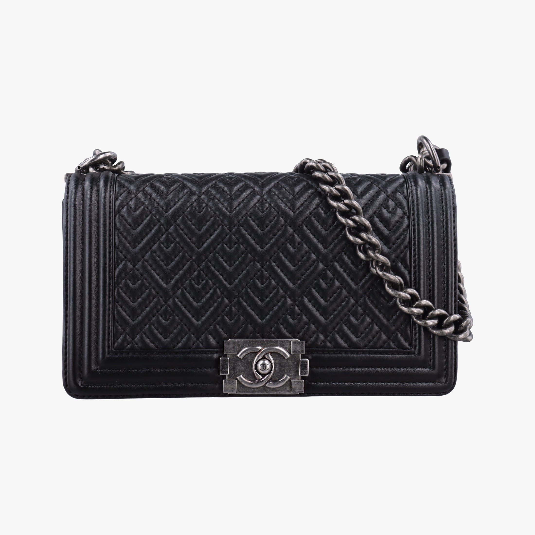 Pre-owned Chanel BOY CHANEL Black lambskin A67086 shoulderbag | stylenewstar