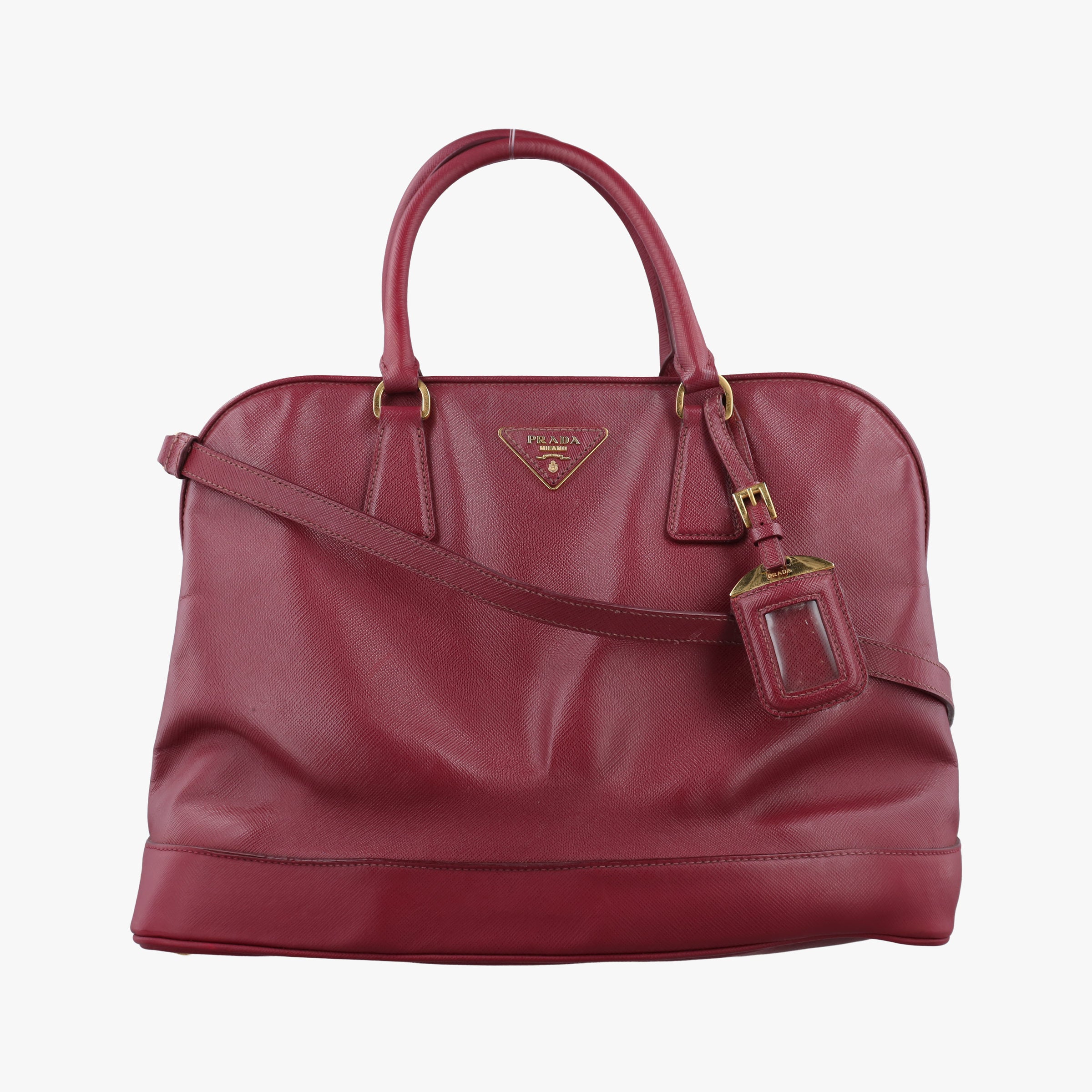 Pre-owned Prada Promenade Burgundy SAFFIANO Leather BN2558 shoulderbag | stylenewstar