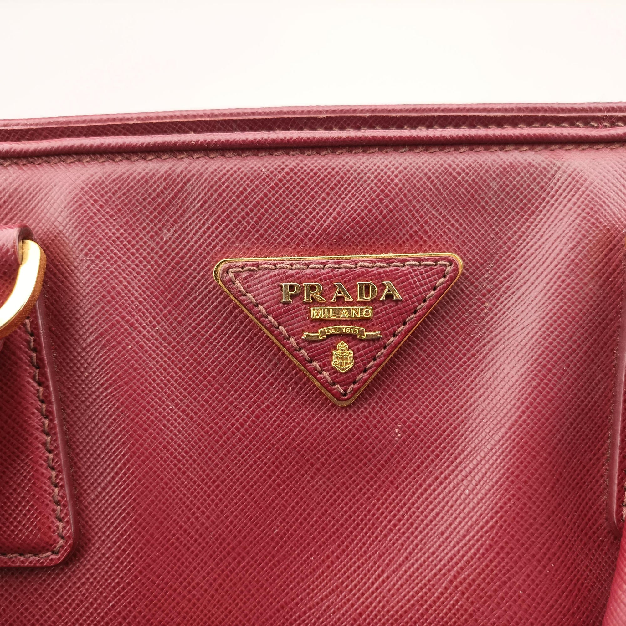 Pre-owned Prada Promenade Burgundy SAFFIANO Leather BN2558 shoulderbag | stylenewstar