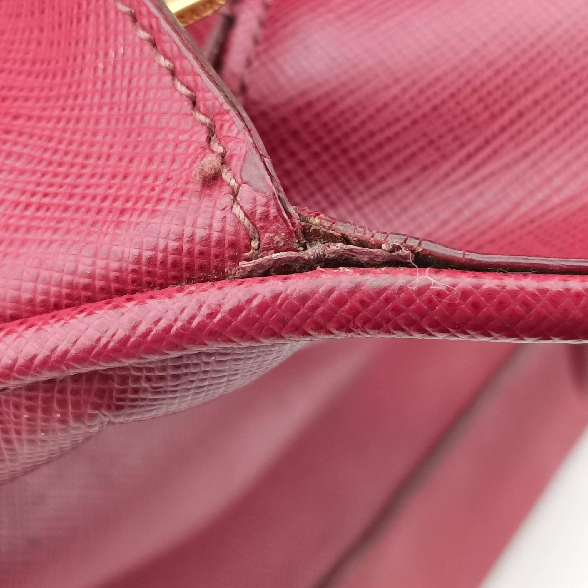 Pre-owned Prada Promenade Burgundy SAFFIANO Leather BN2558 shoulderbag | stylenewstar