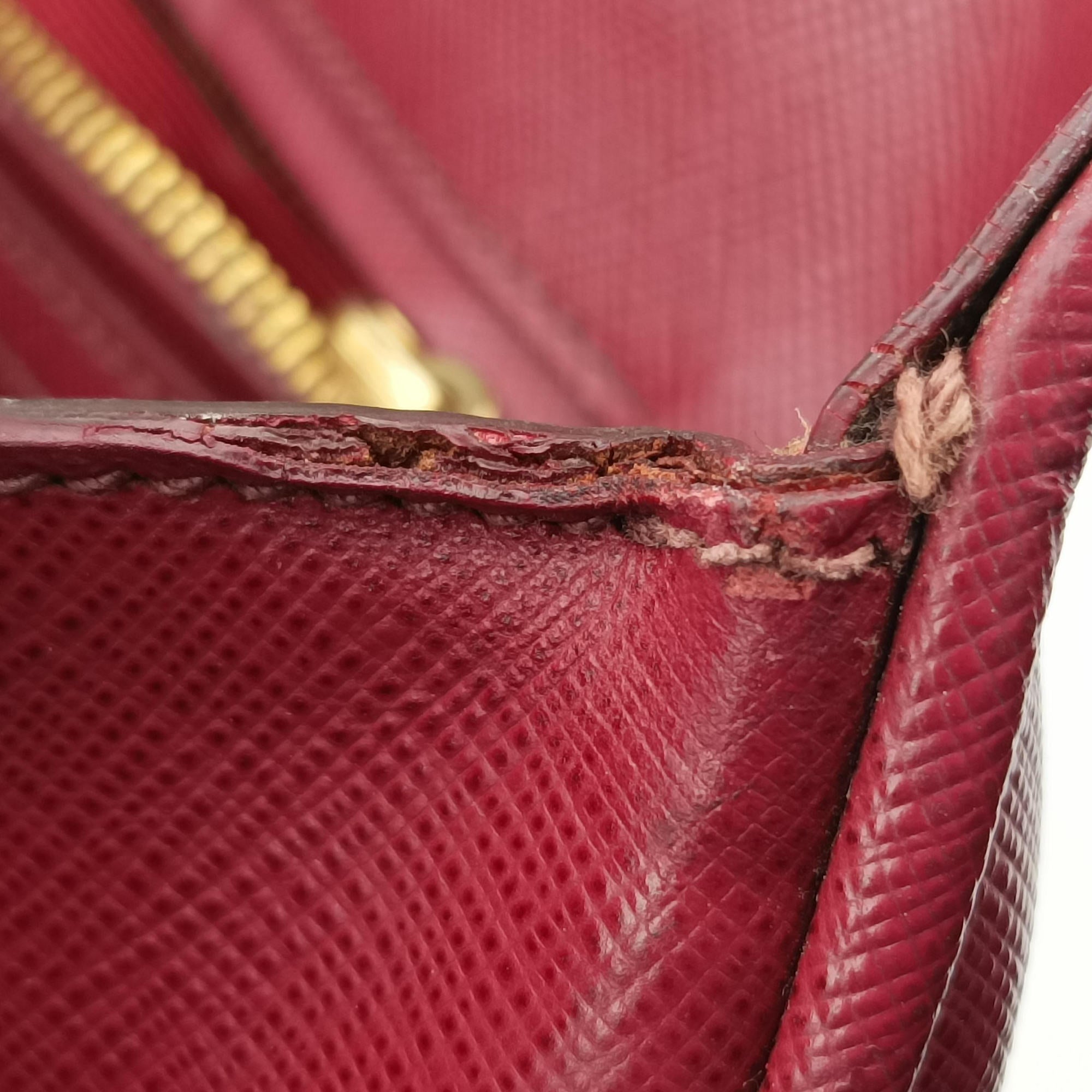 Pre-owned Prada Promenade Burgundy SAFFIANO Leather BN2558 shoulderbag | stylenewstar