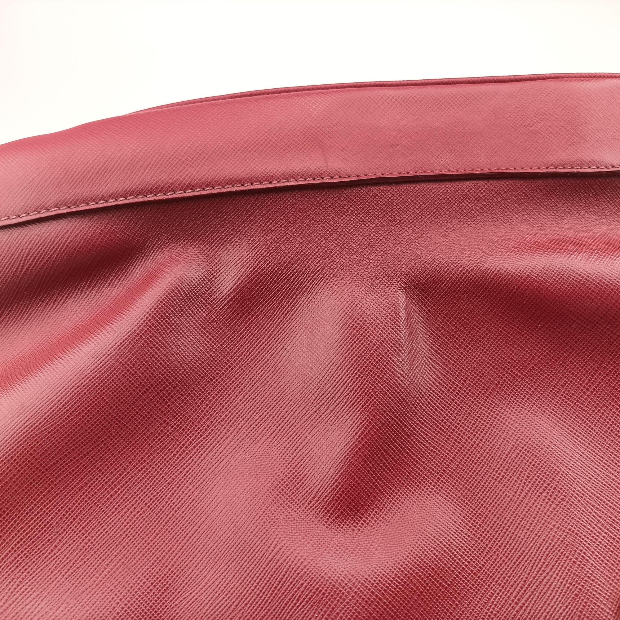 Pre-owned Prada Promenade Burgundy SAFFIANO Leather BN2558 shoulderbag | stylenewstar