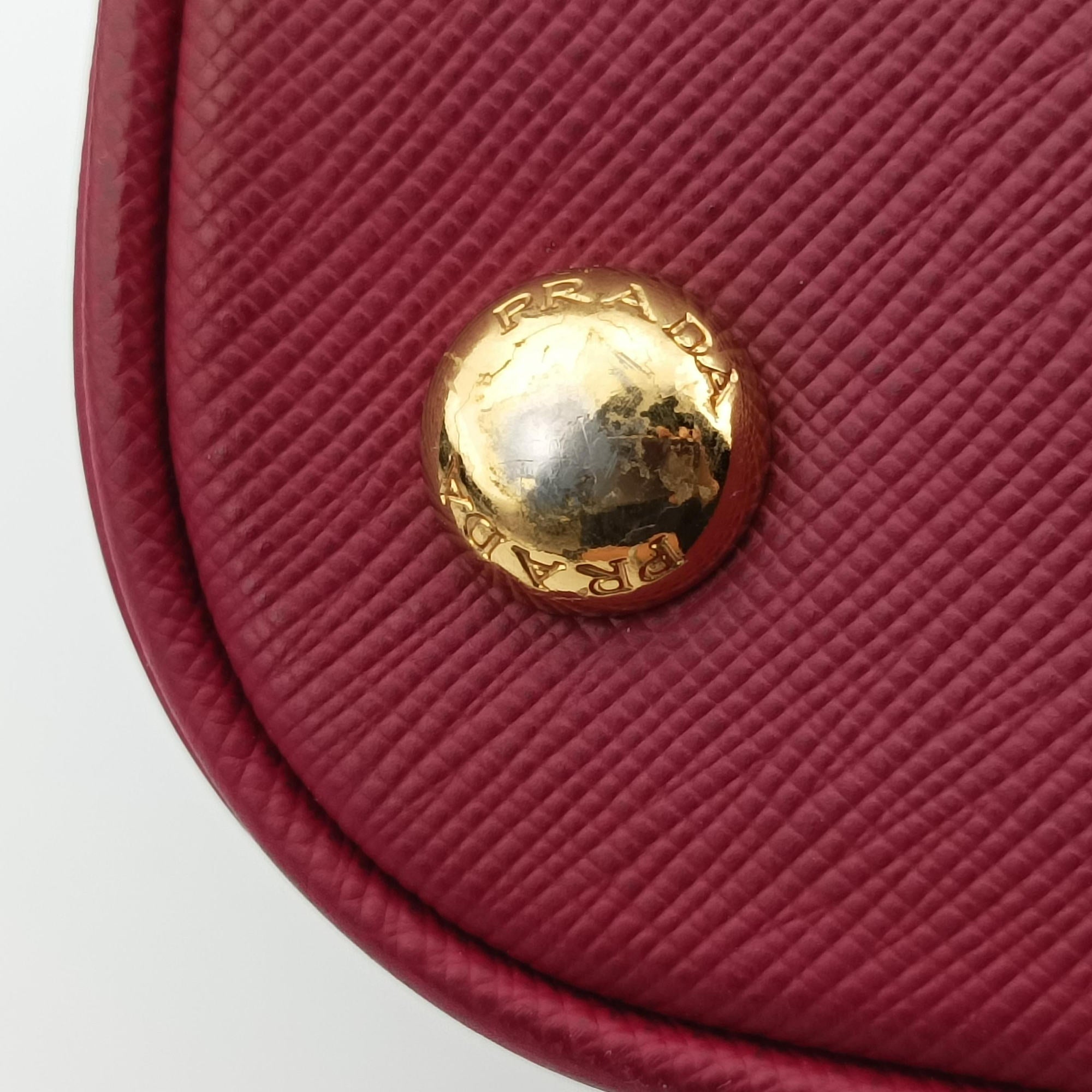 Pre-owned Prada Promenade Burgundy SAFFIANO Leather BN2558 shoulderbag | stylenewstar