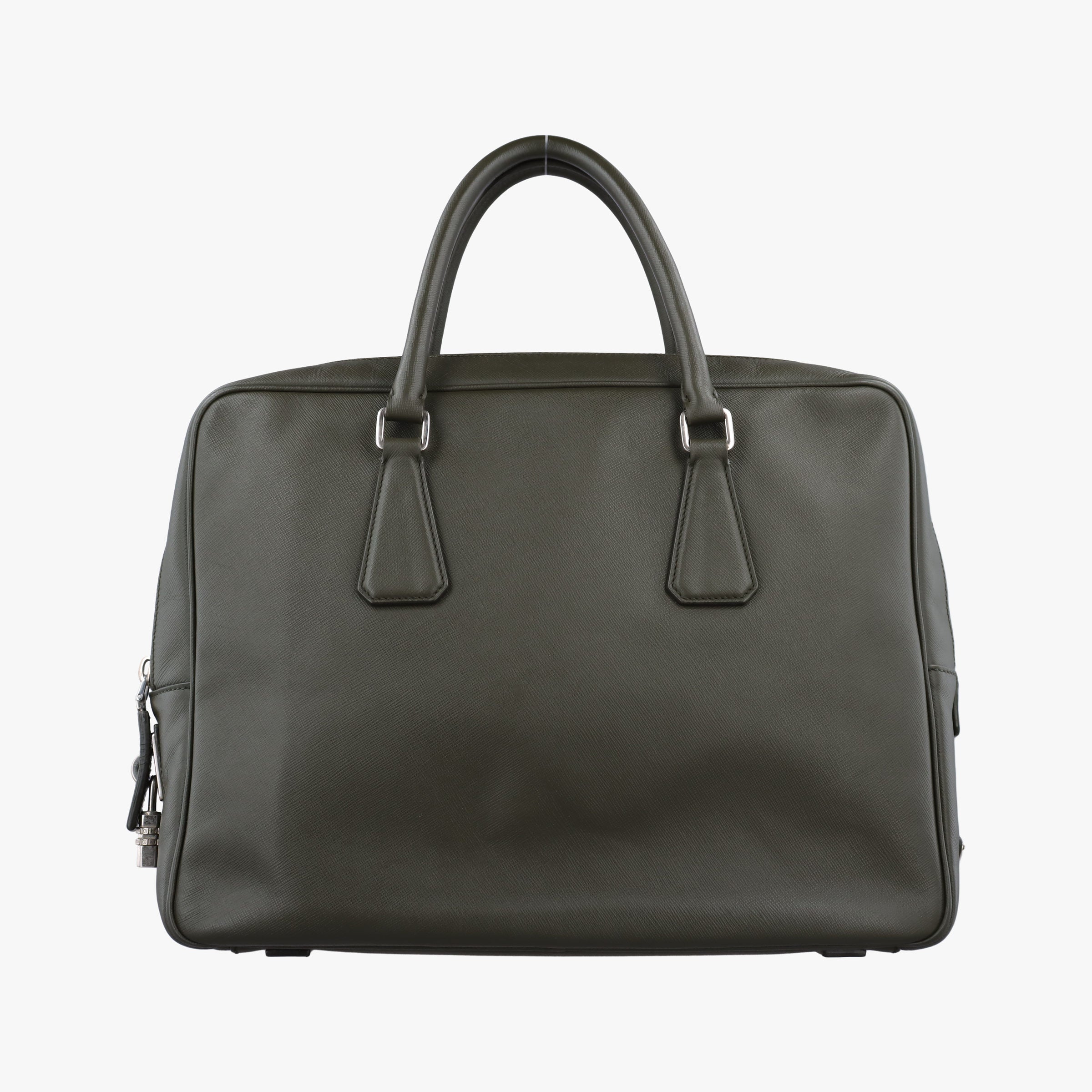 Secondhand Prada business bag briefcase Green SAFFIANO Leather 2VE363 shoulderbag | stylenewstar