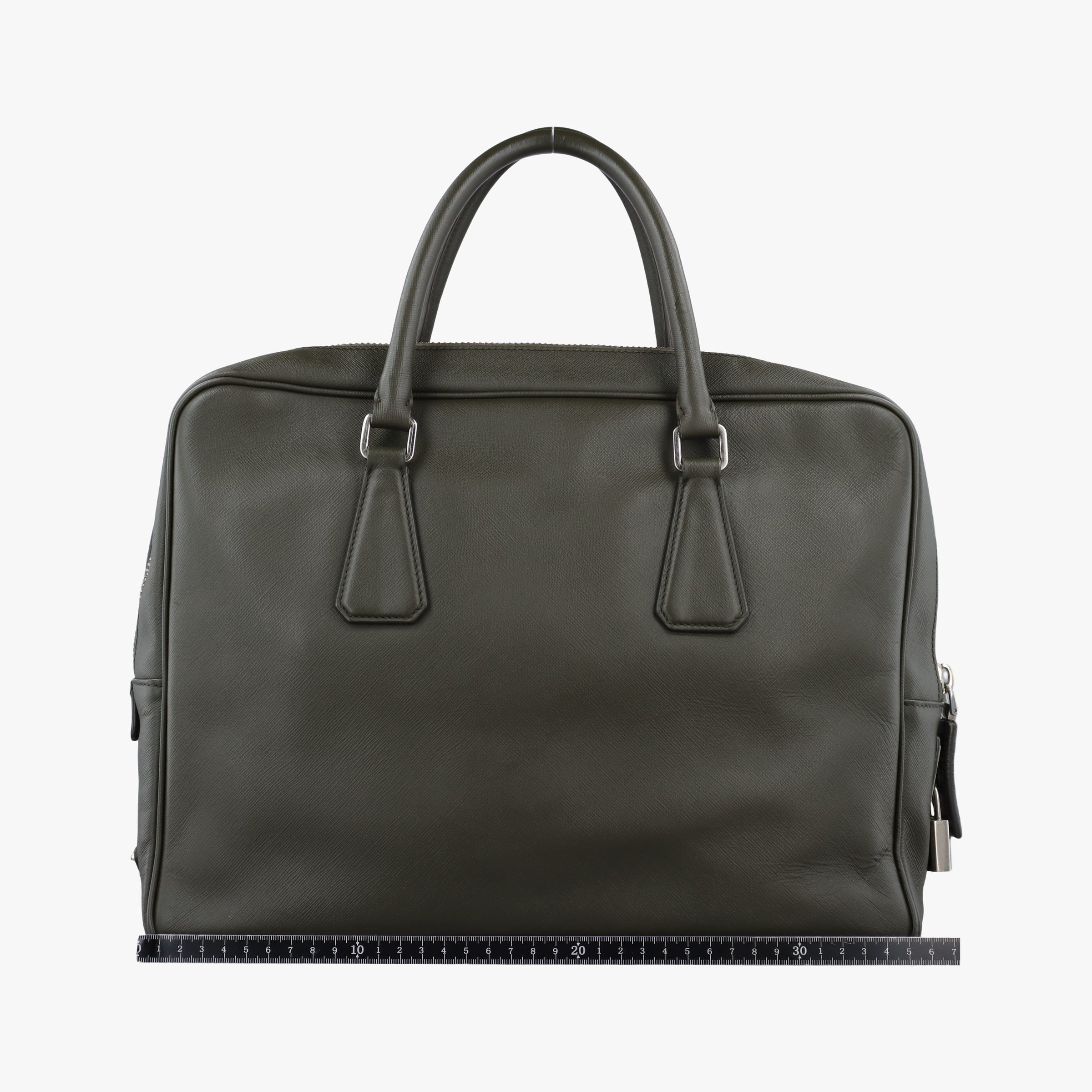 Secondhand Prada business bag briefcase Green SAFFIANO Leather 2VE363 shoulderbag | stylenewstar
