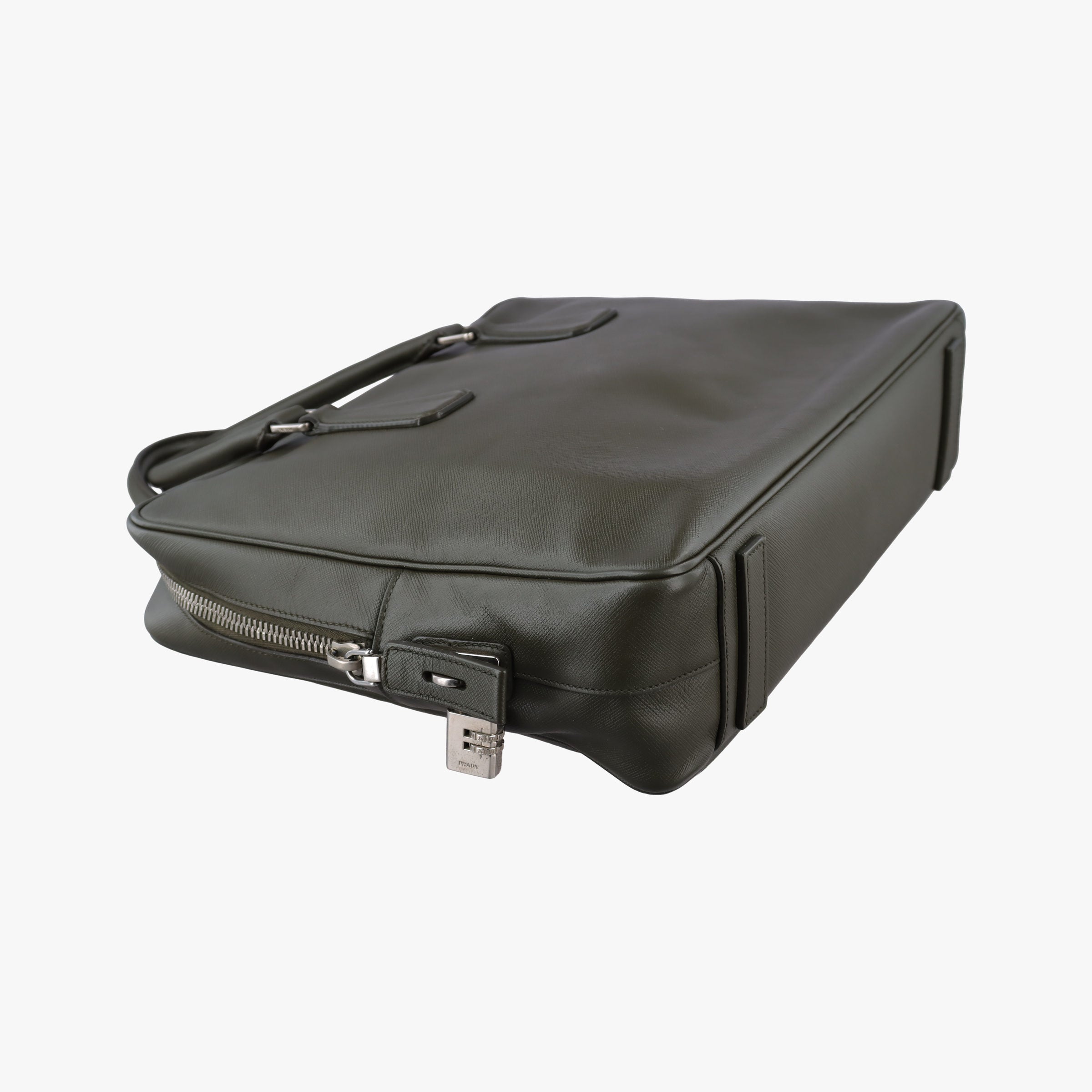 Secondhand Prada business bag briefcase Green SAFFIANO Leather 2VE363 shoulderbag | stylenewstar