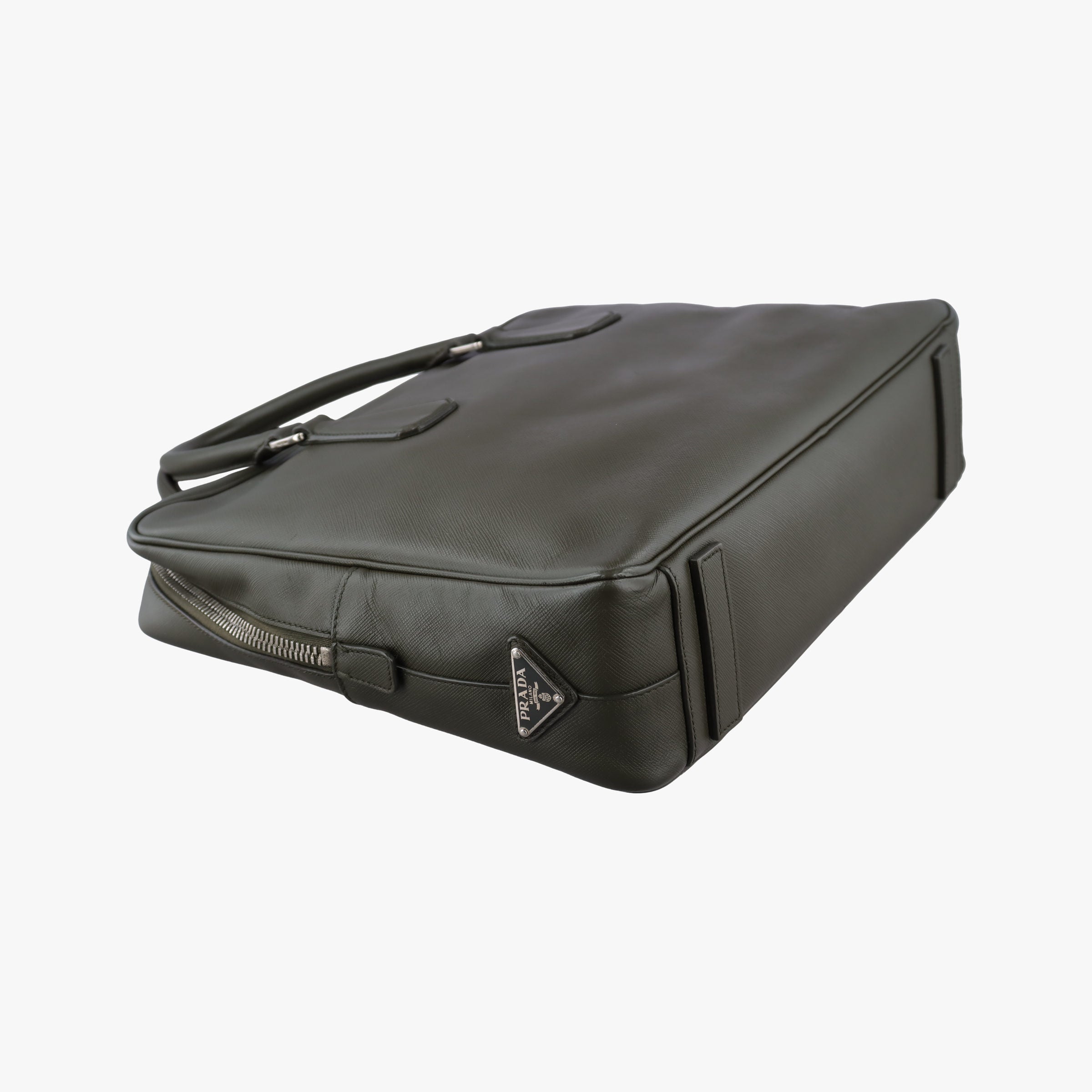 Secondhand Prada business bag briefcase Green SAFFIANO Leather 2VE363 shoulderbag | stylenewstar