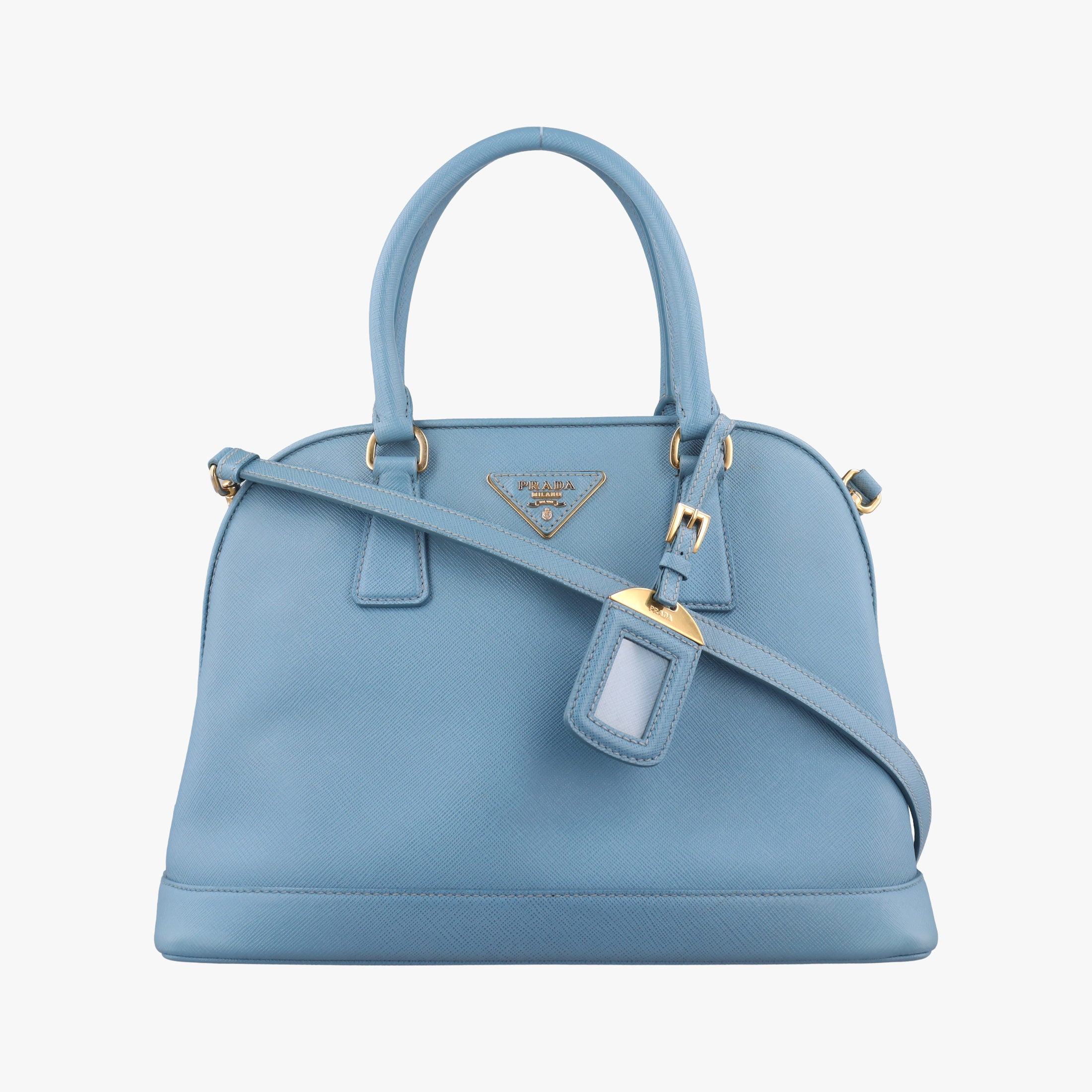 Pre-owned Prada Promenade Blue SAFFIANO Leather BL0837 shoulderbag | stylenewstar