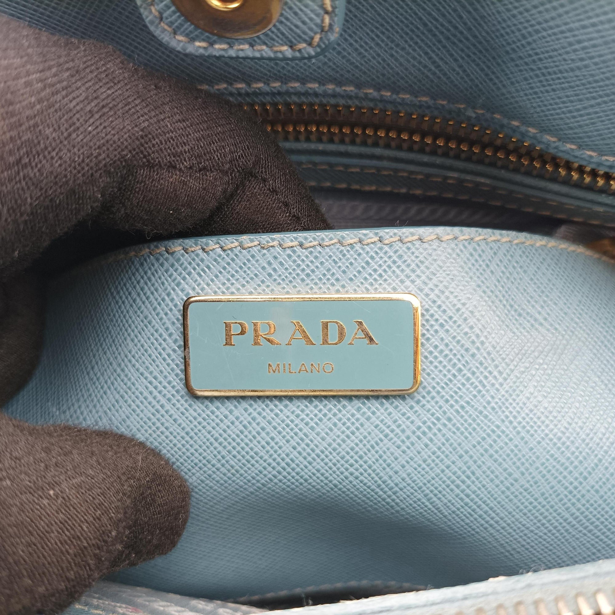 Pre-owned Prada Promenade Blue SAFFIANO Leather BL0837 shoulderbag | stylenewstar