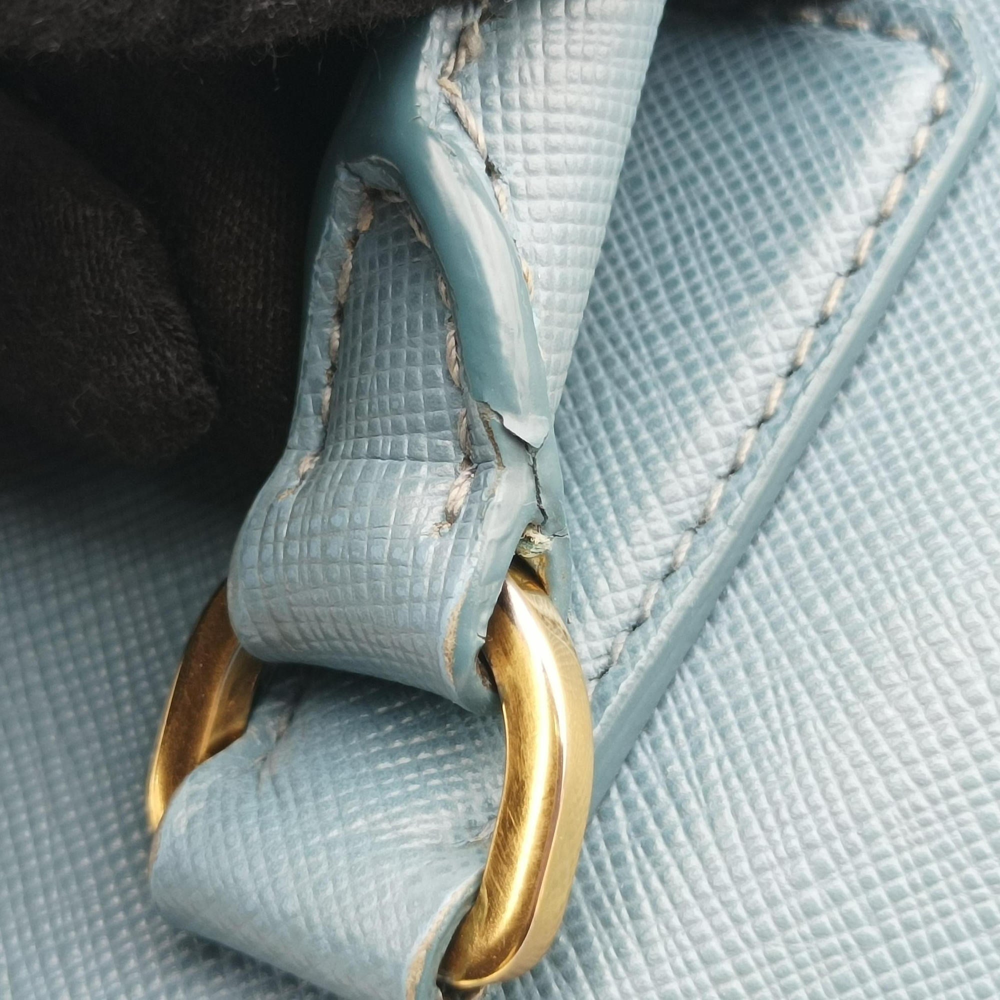 Pre-owned Prada Promenade Blue SAFFIANO Leather BL0837 shoulderbag | stylenewstar