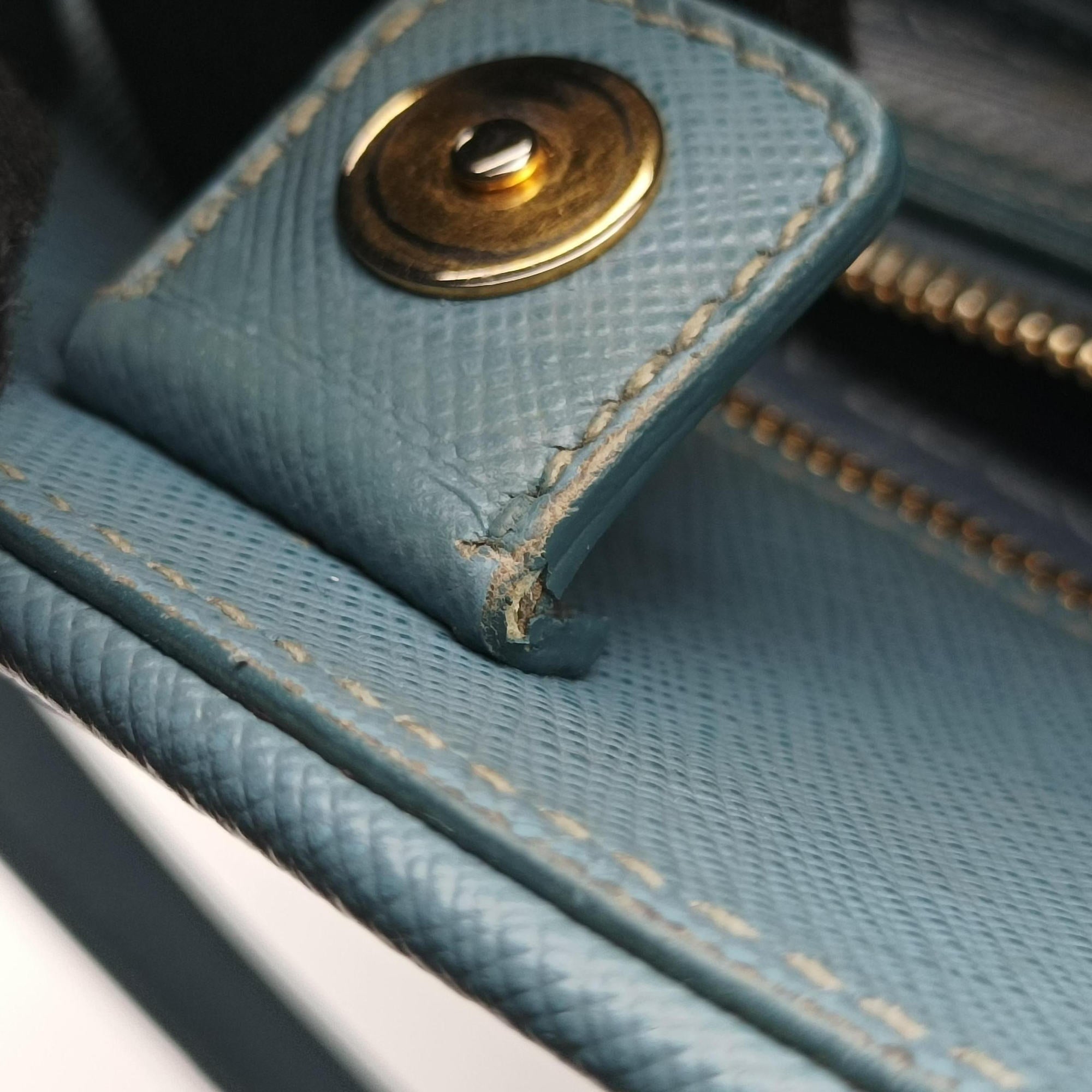 Pre-owned Prada Promenade Blue SAFFIANO Leather BL0837 shoulderbag | stylenewstar