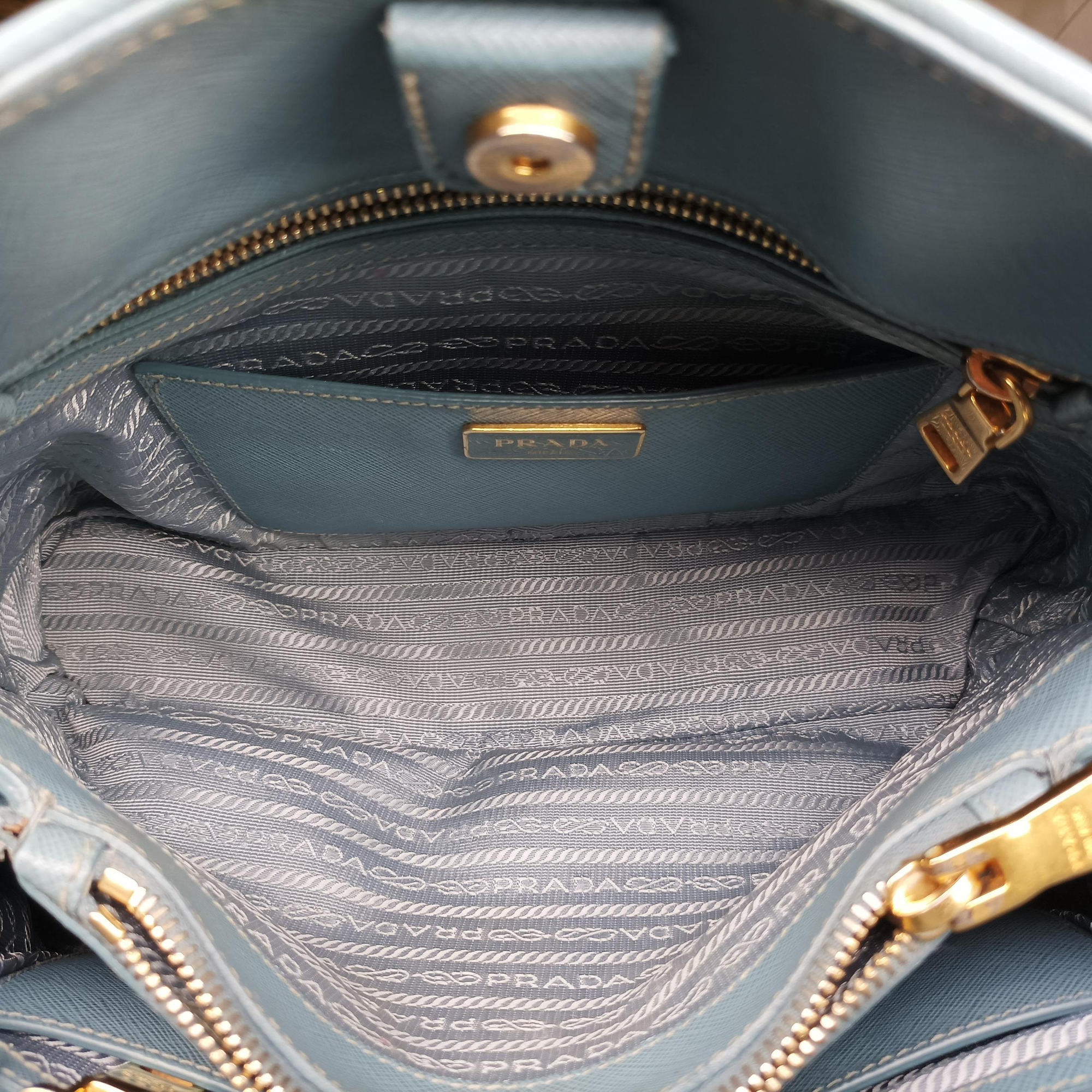 Pre-owned Prada Promenade Blue SAFFIANO Leather BL0837 shoulderbag | stylenewstar