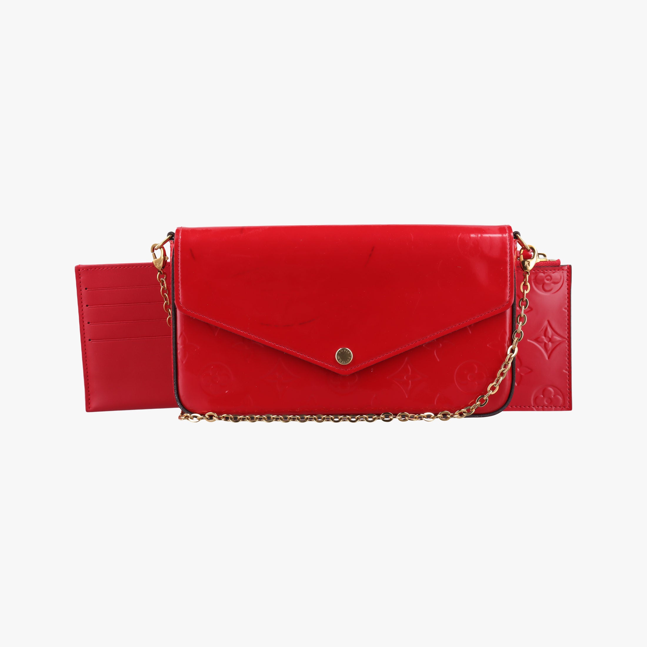 Secondhand Louis Vuitton Pochette Felicie CERISE Vernis M61293 shoulderbag | stylenewstar