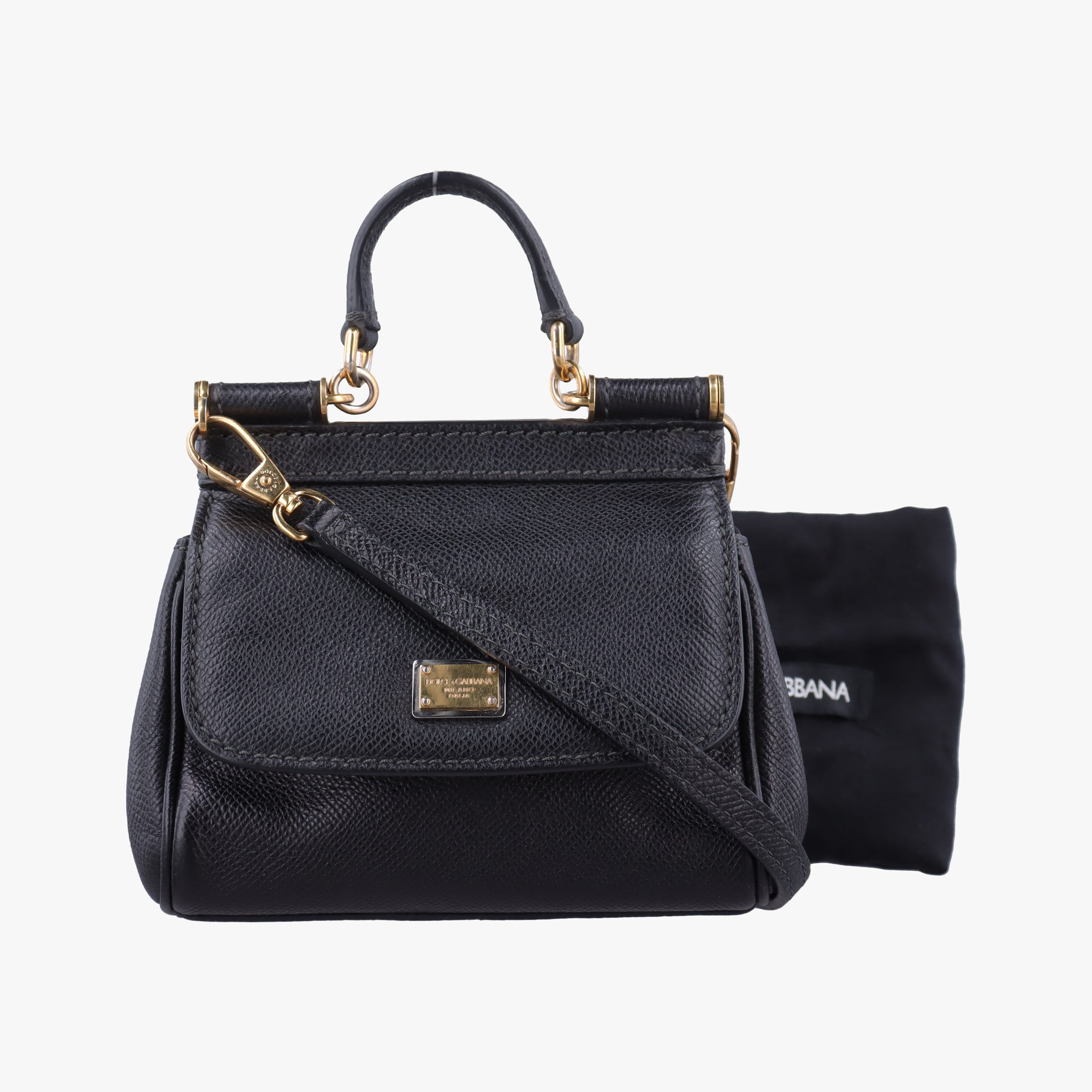 Pre-owned Dolce & Gabbana SICILY Black Leather  shoulderbag | stylenewstar