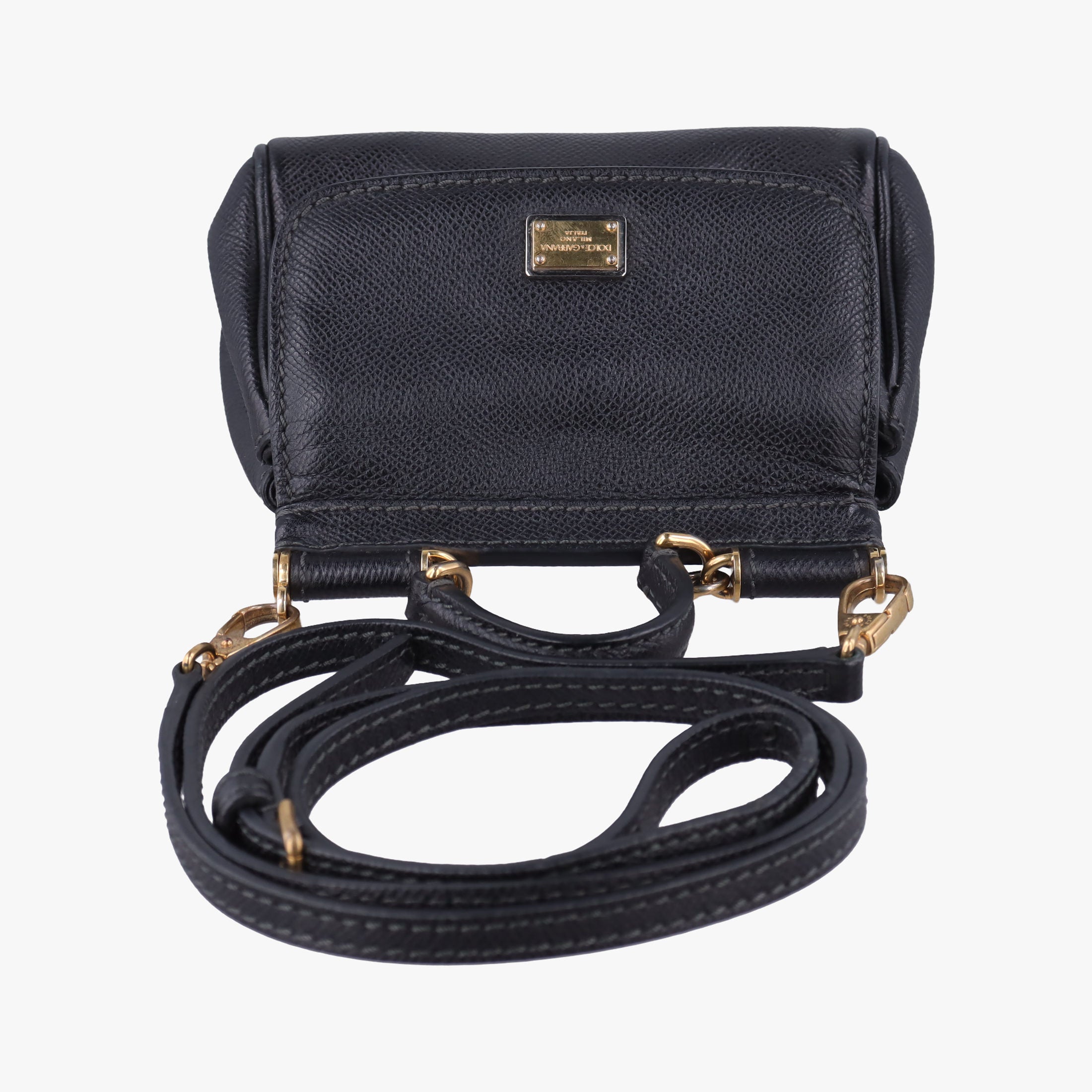 Pre-owned Dolce & Gabbana SICILY Black Leather  shoulderbag | stylenewstar