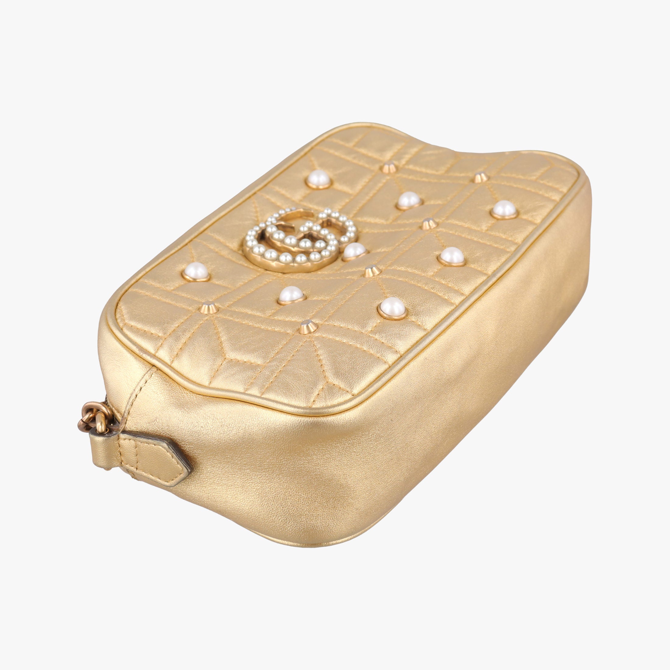 Pre-owned Gucci GG Marmont Golden Leather 447632 shoulderbag | stylenewstar