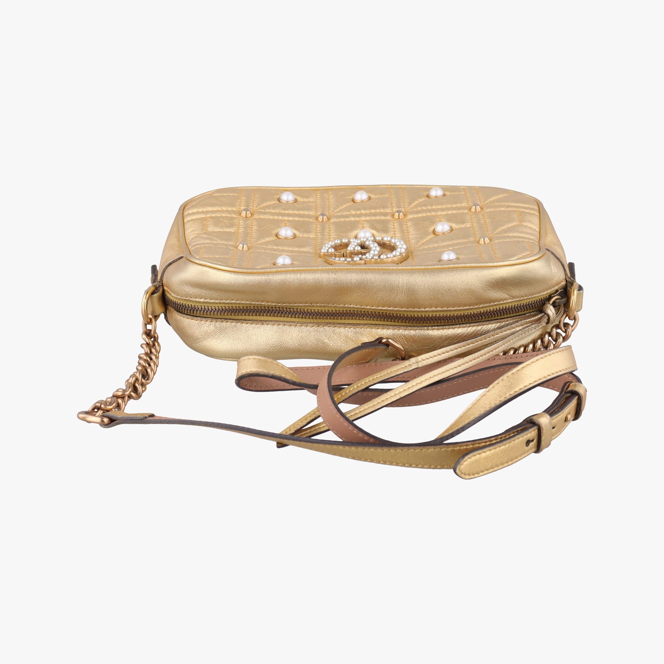 Pre-owned Gucci GG Marmont Golden Leather 447632 shoulderbag | stylenewstar