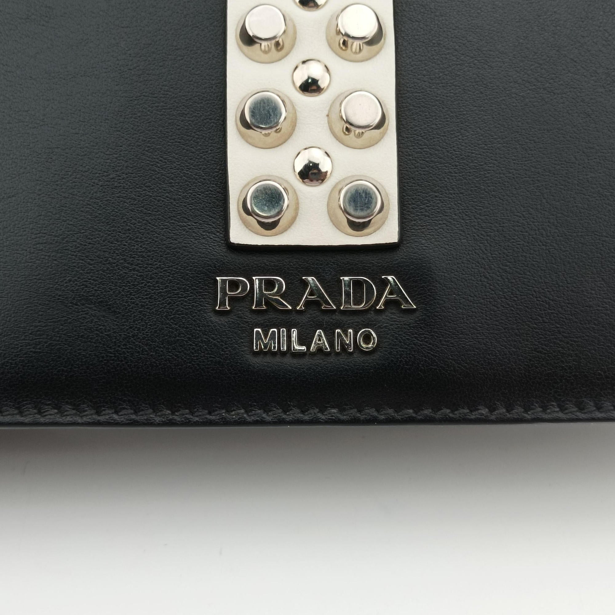 Vintage Prada Electra Studded Black Leather 1BD120 shoulderbag | stylenewstar