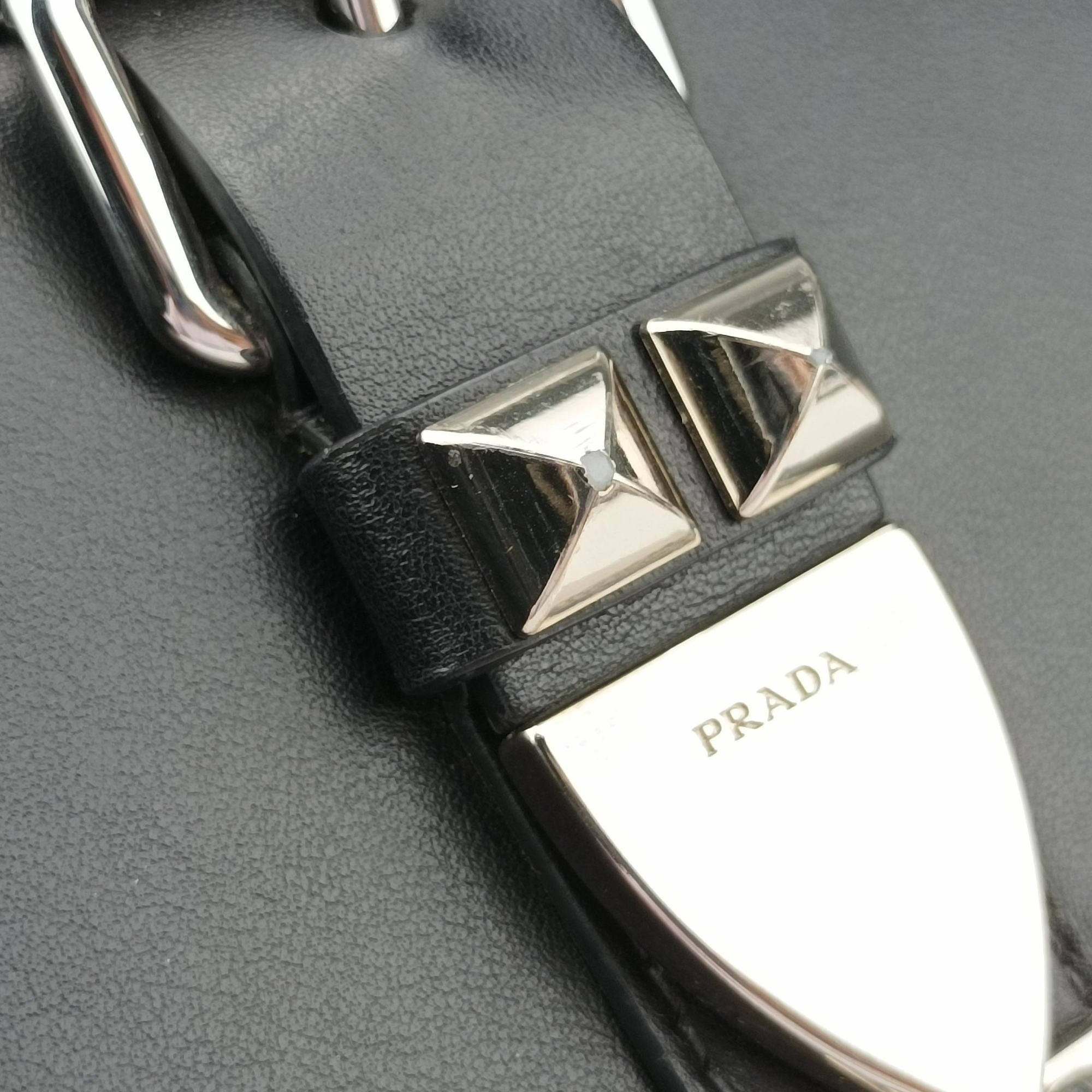 Vintage Prada Electra Studded Black Leather 1BD120 shoulderbag | stylenewstar