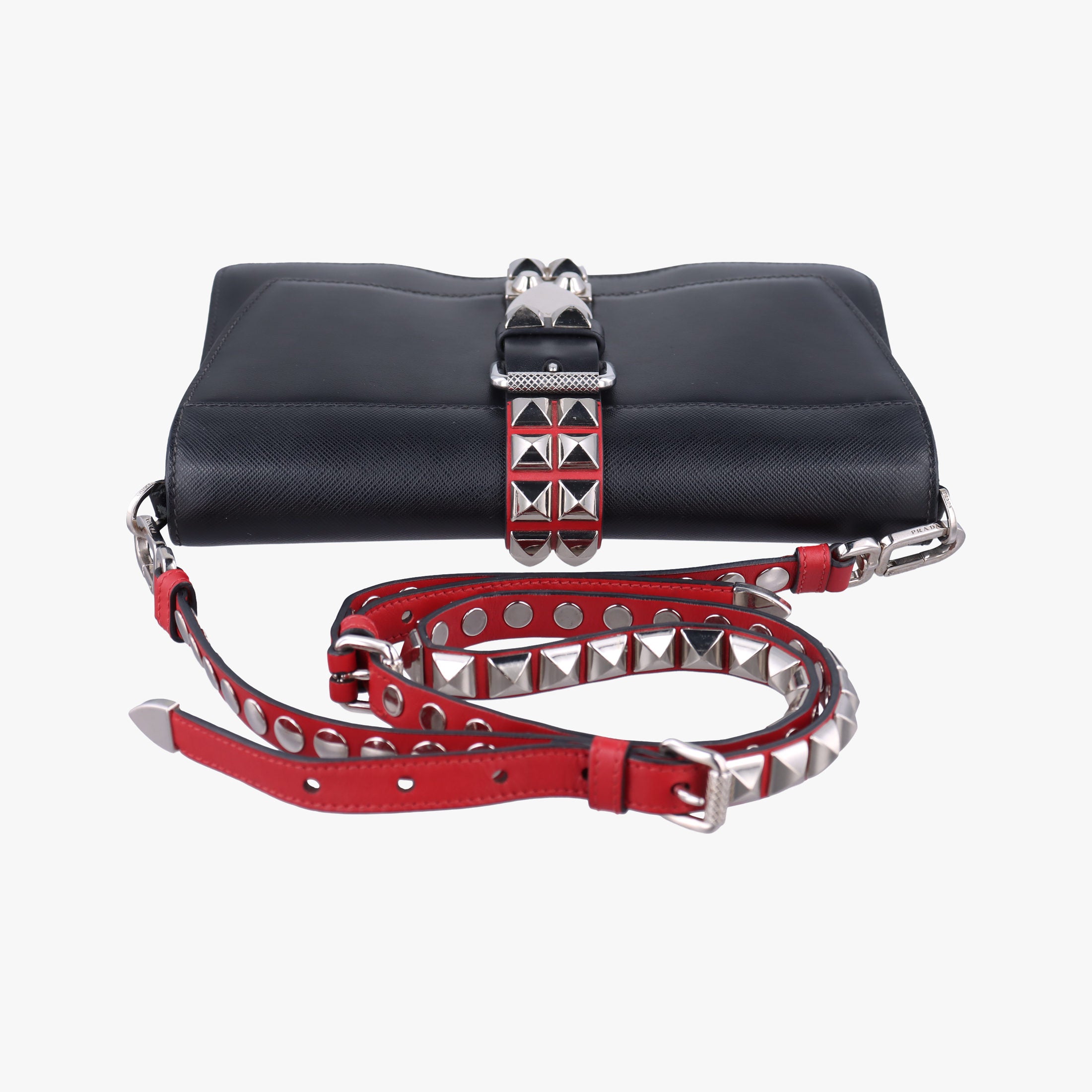 Vintage Prada Electra Studded Black Leather 1BD120 shoulderbag | stylenewstar