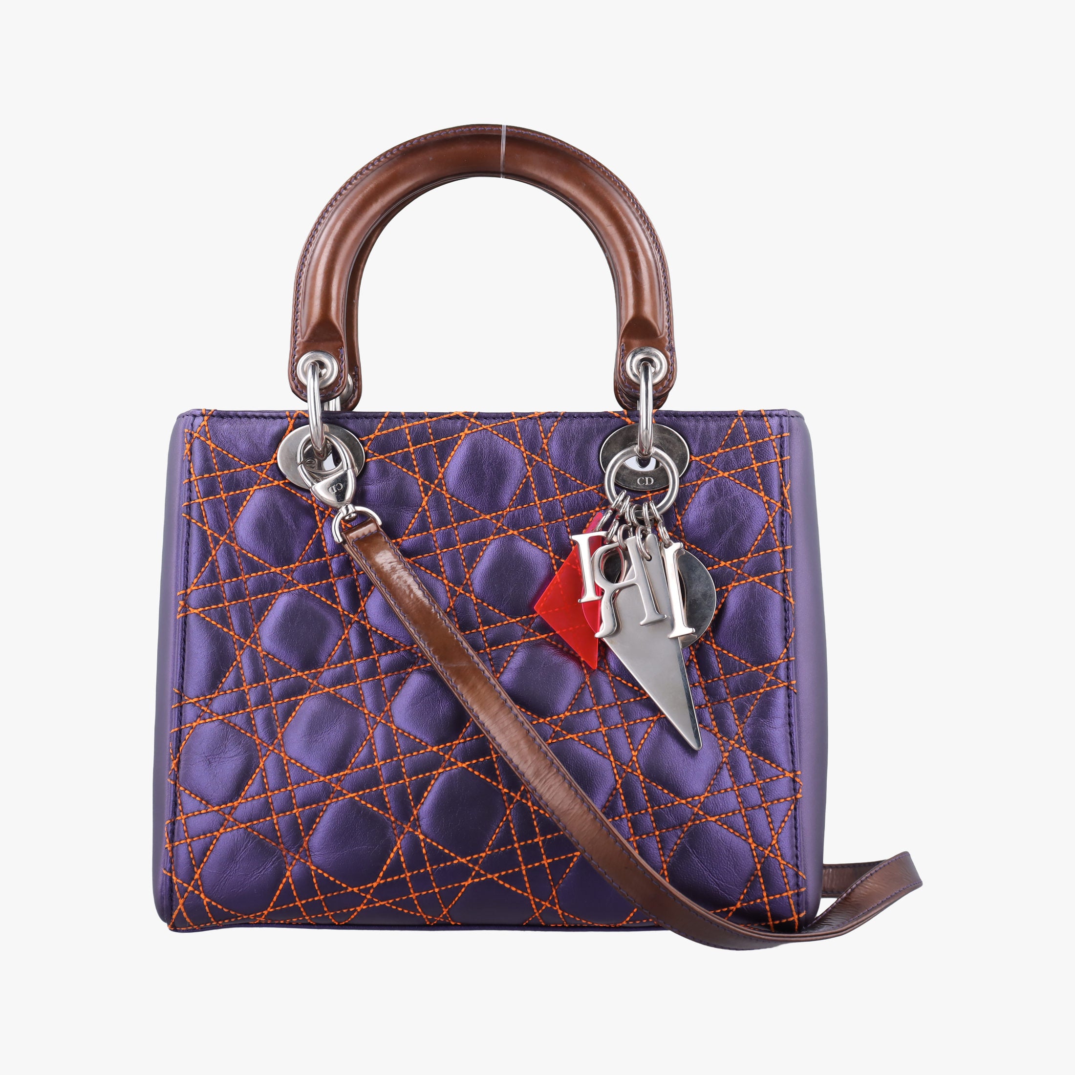 Secondhand Christian Dior Lady Dior Purple×Orange×Brown Lambskin  shoulderbag | stylenewstar