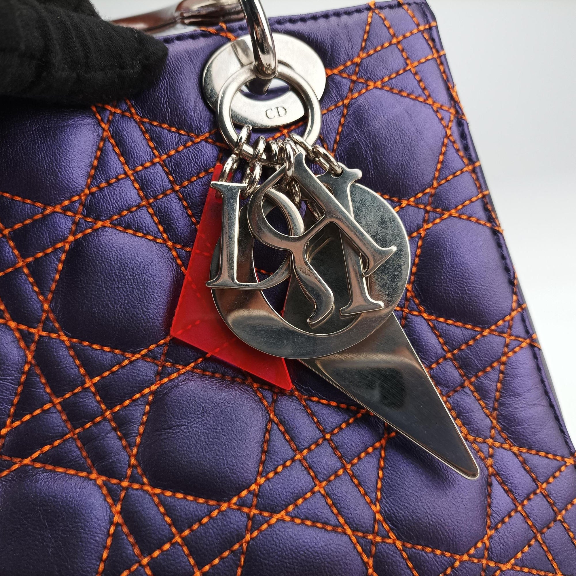 Secondhand Christian Dior Lady Dior Purple×Orange×Brown Lambskin  shoulderbag | stylenewstar