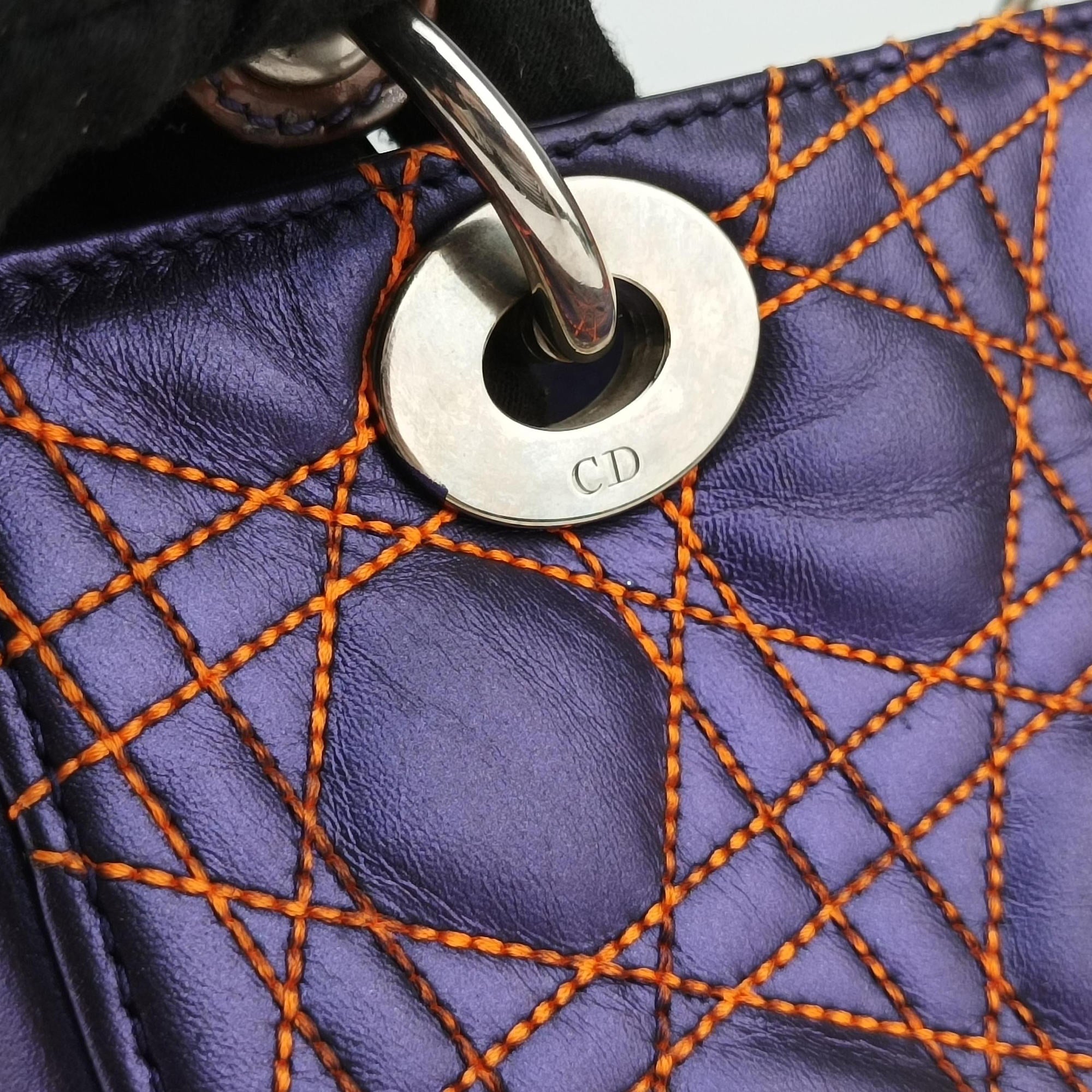 Secondhand Christian Dior Lady Dior Purple×Orange×Brown Lambskin  shoulderbag | stylenewstar