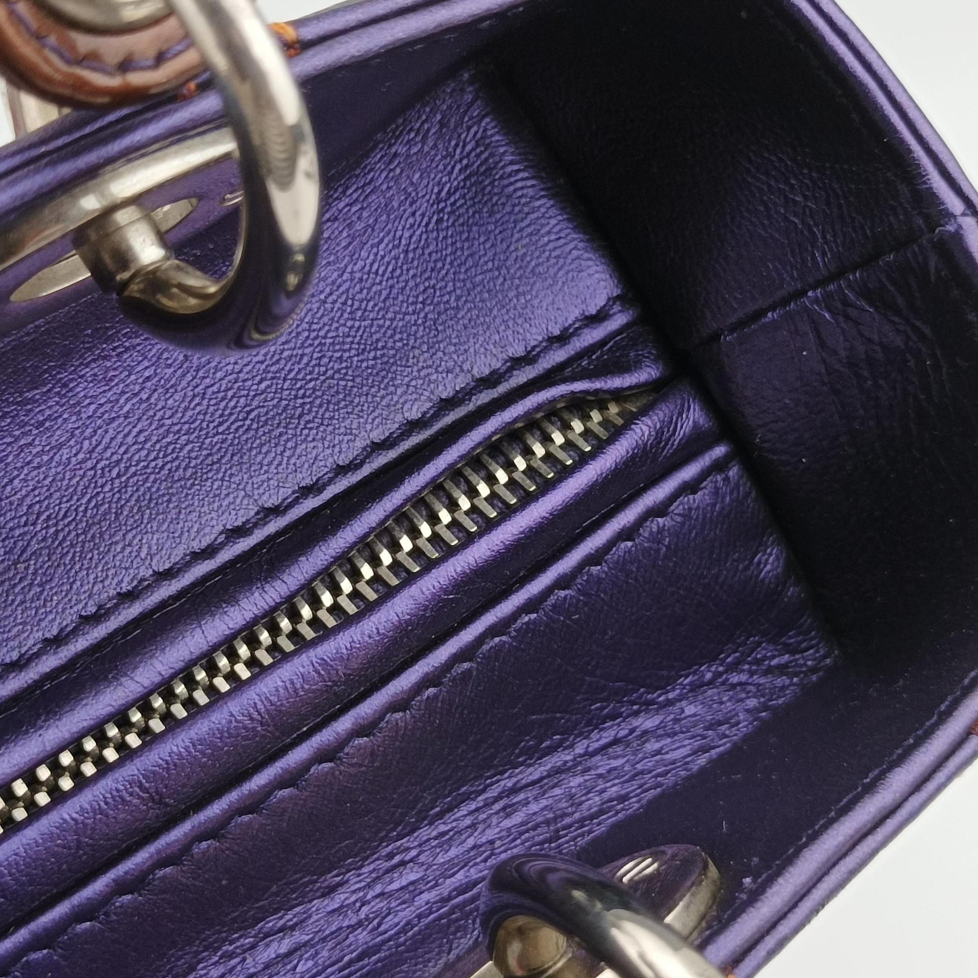 Secondhand Christian Dior Lady Dior Purple×Orange×Brown Lambskin  shoulderbag | stylenewstar