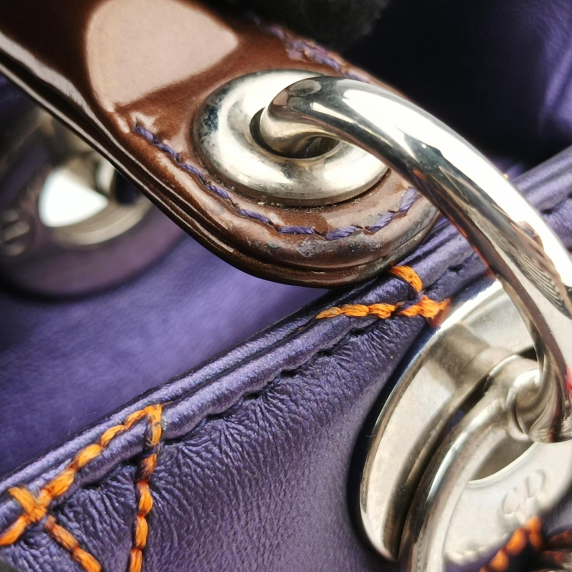 Secondhand Christian Dior Lady Dior Purple×Orange×Brown Lambskin  shoulderbag | stylenewstar