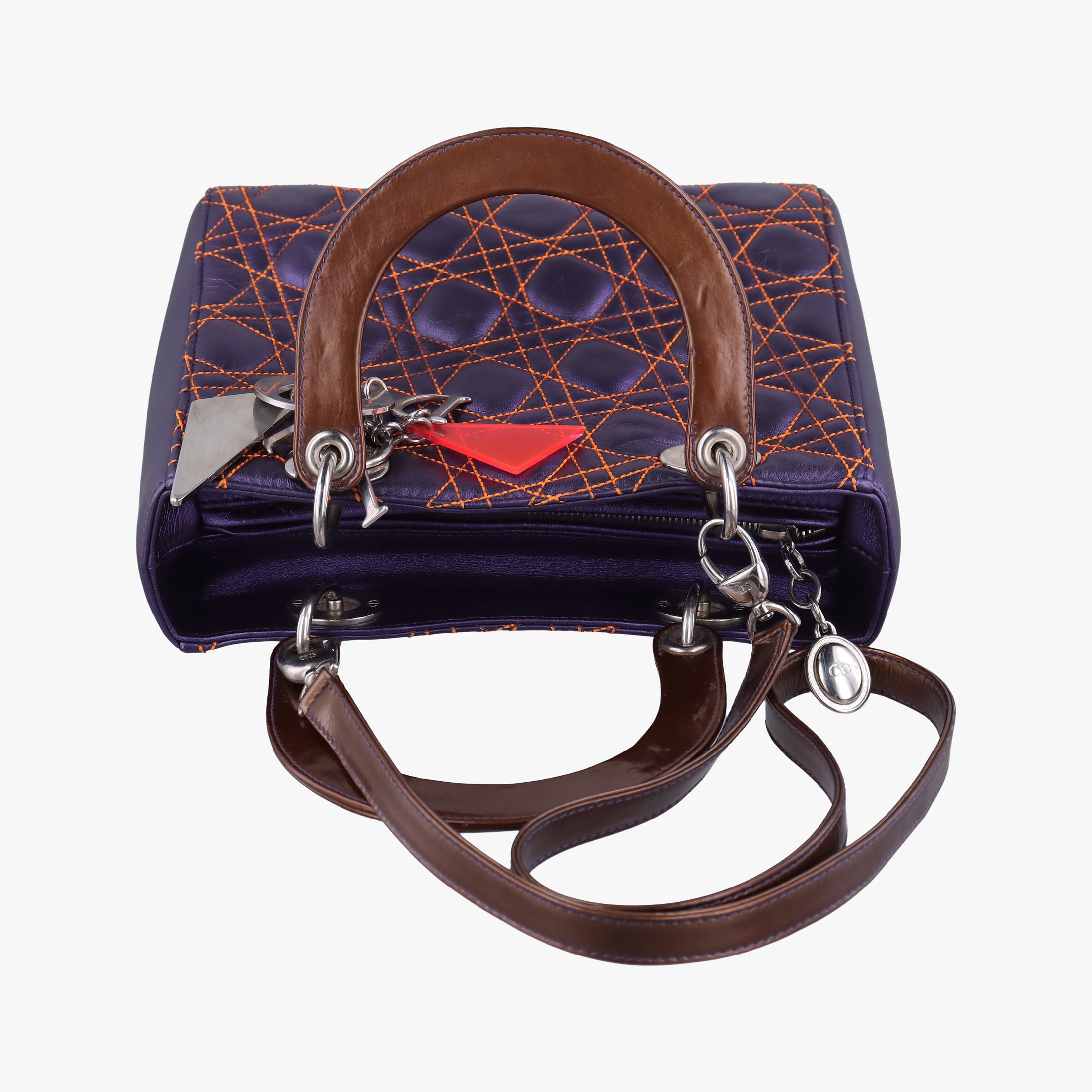Secondhand Christian Dior Lady Dior Purple×Orange×Brown Lambskin  shoulderbag | stylenewstar