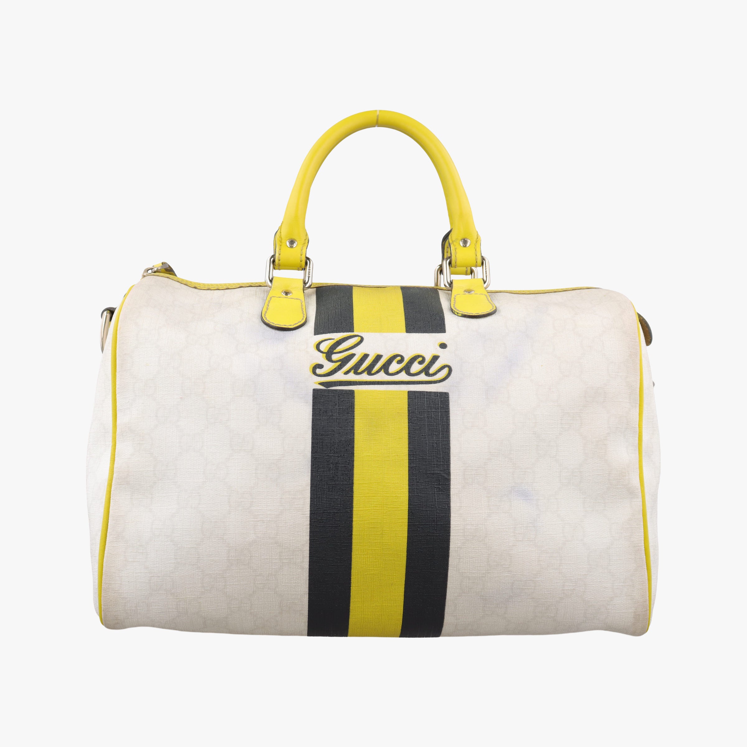 Secondhand Gucci UNICEF Joy White x Black x Yellow PVC coated canvas×leather 189895 handbag | stylenewstar