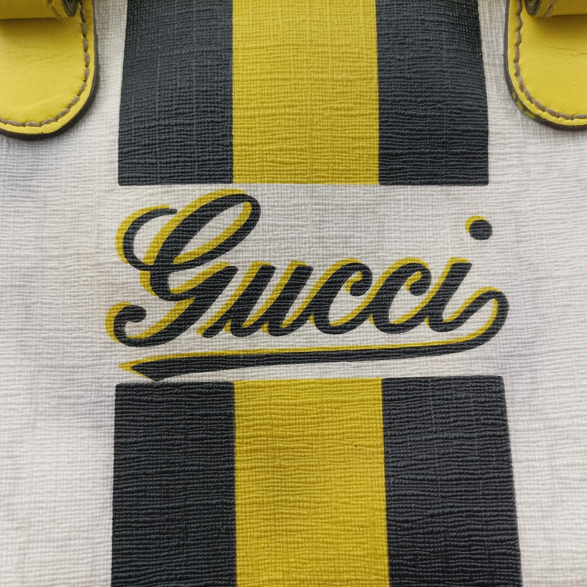 Secondhand Gucci UNICEF Joy White x Black x Yellow PVC coated canvas×leather 189895 handbag | stylenewstar