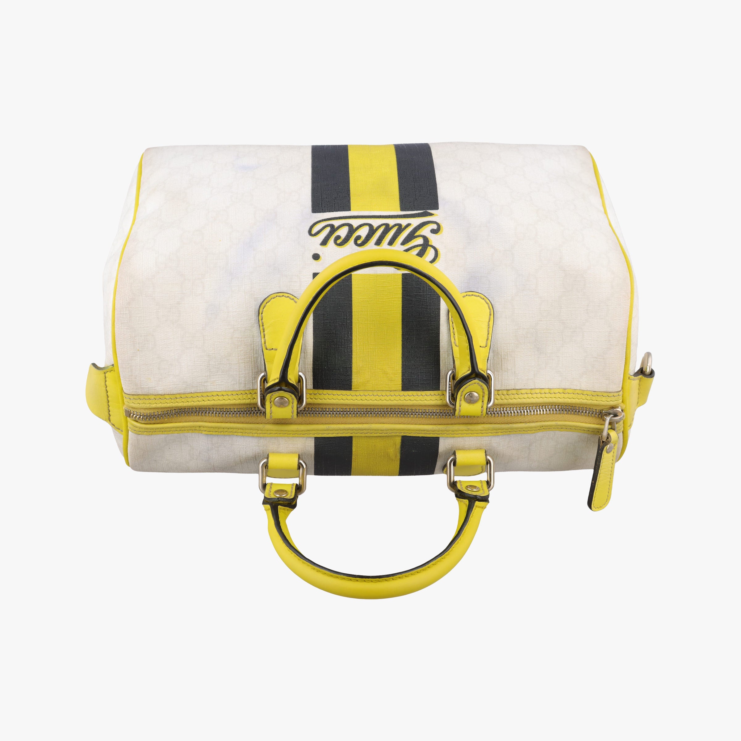 Secondhand Gucci UNICEF Joy White x Black x Yellow PVC coated canvas×leather 189895 handbag | stylenewstar