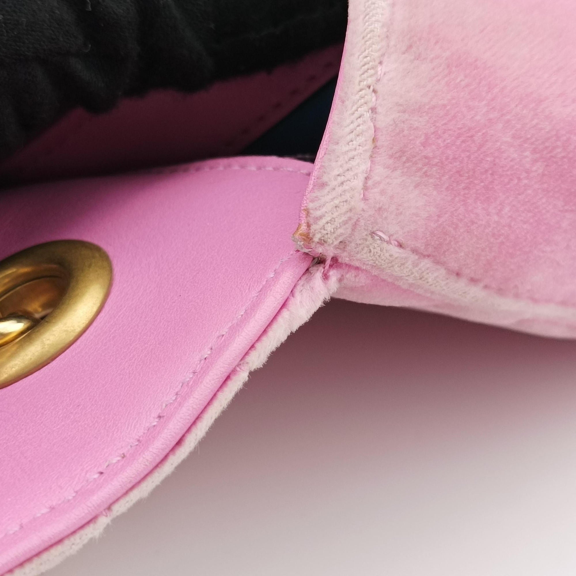 Pre-owned Gucci GG Marmont Pink velour 443497 shoulderbag | stylenewstar