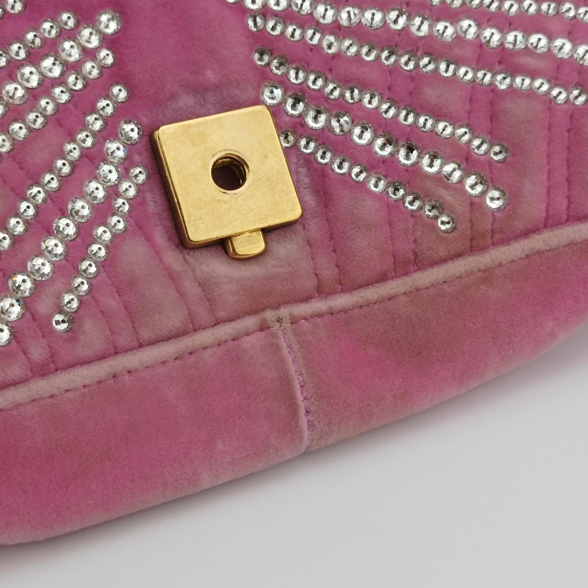 Pre-owned Gucci GG Marmont Pink velour 443497 shoulderbag | stylenewstar