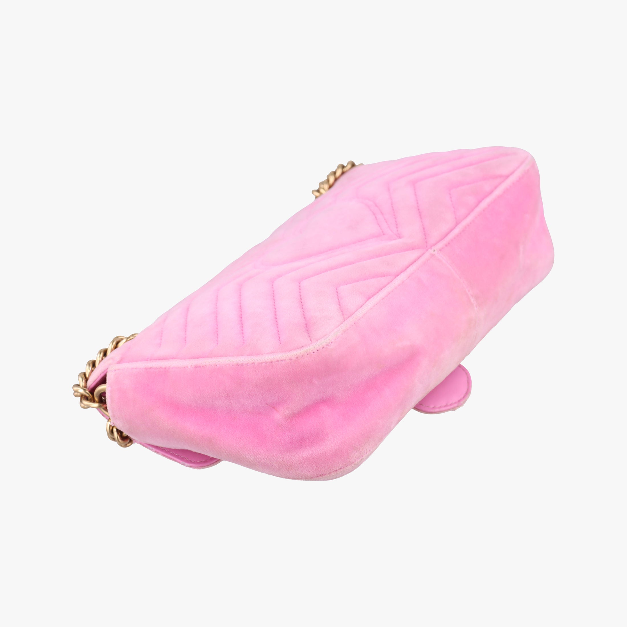 Pre-owned Gucci GG Marmont Pink velour 443497 shoulderbag | stylenewstar