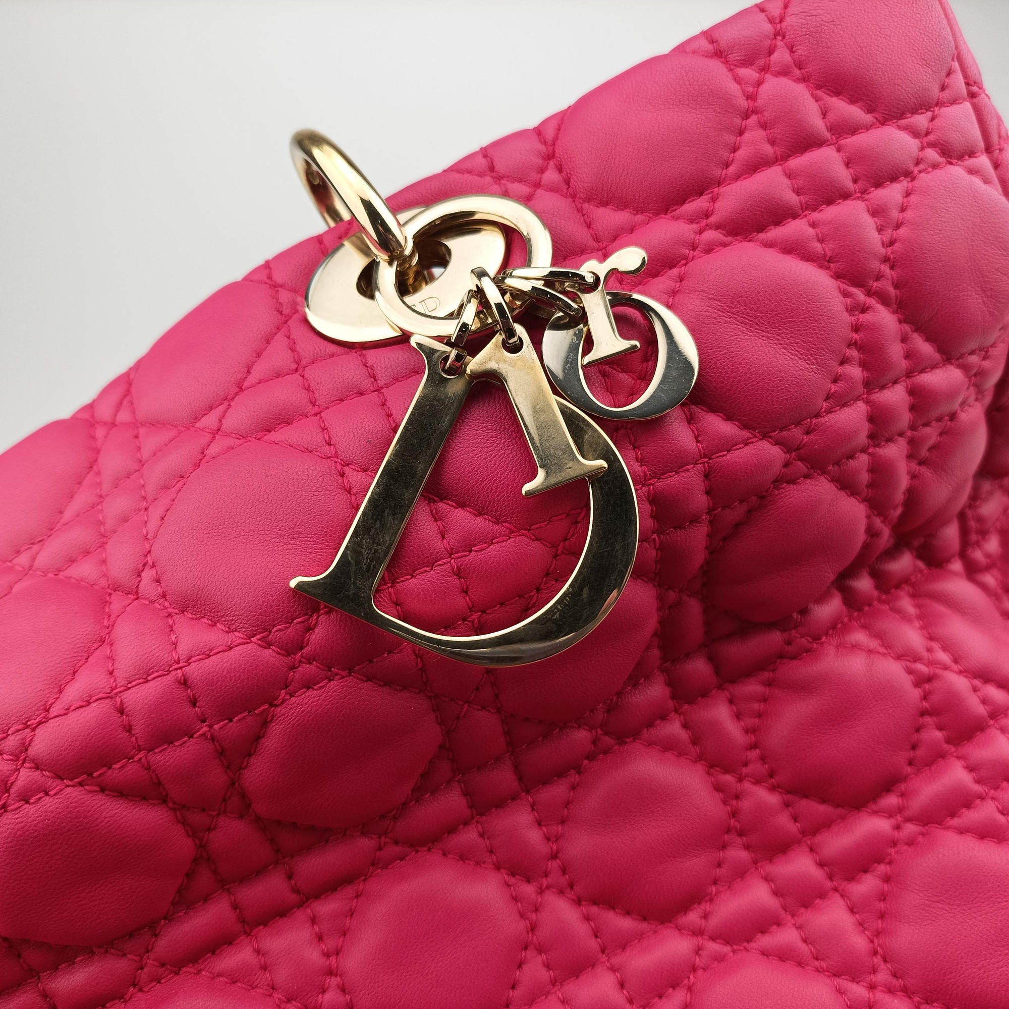 Vintage Christian Dior Cannage Soft Shopping Pink lambskin  shoulderbag | stylenewstar