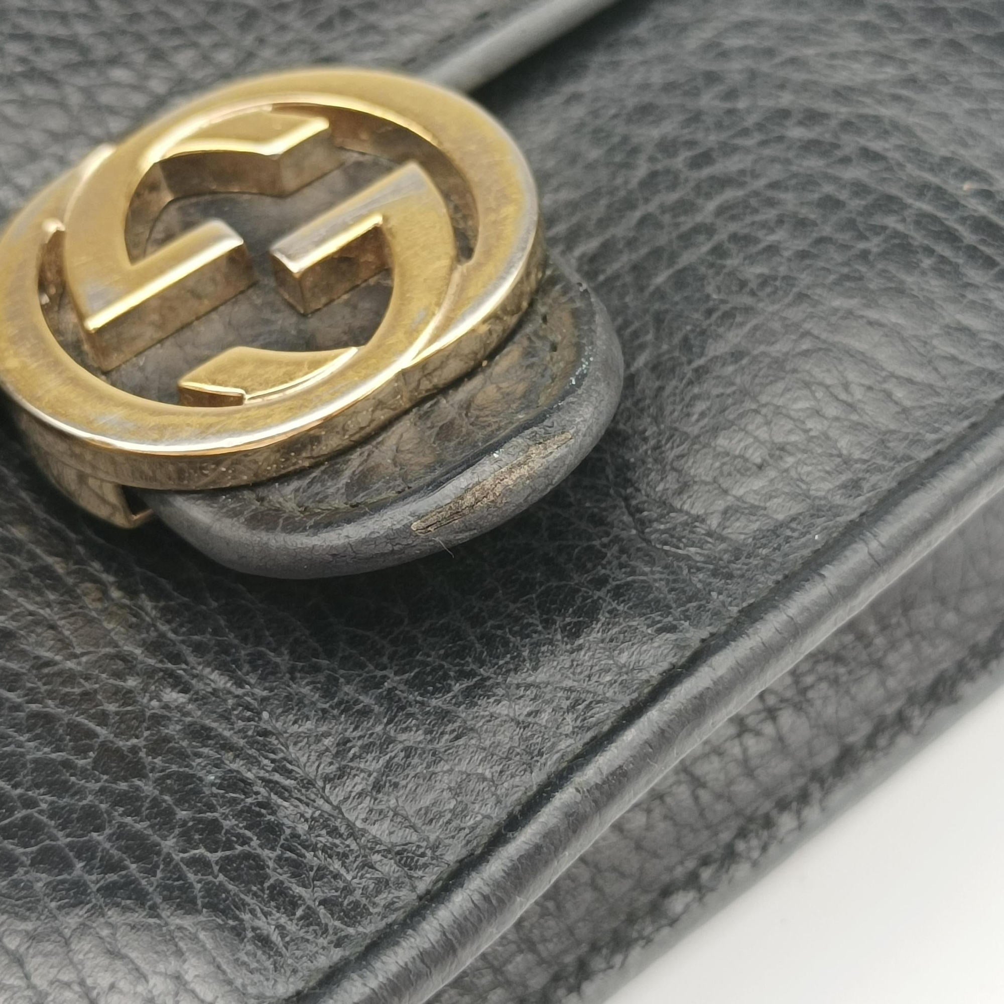 Secondhand Gucci Interlocking G Black Leather 510314 shoulderbag | stylenewstar