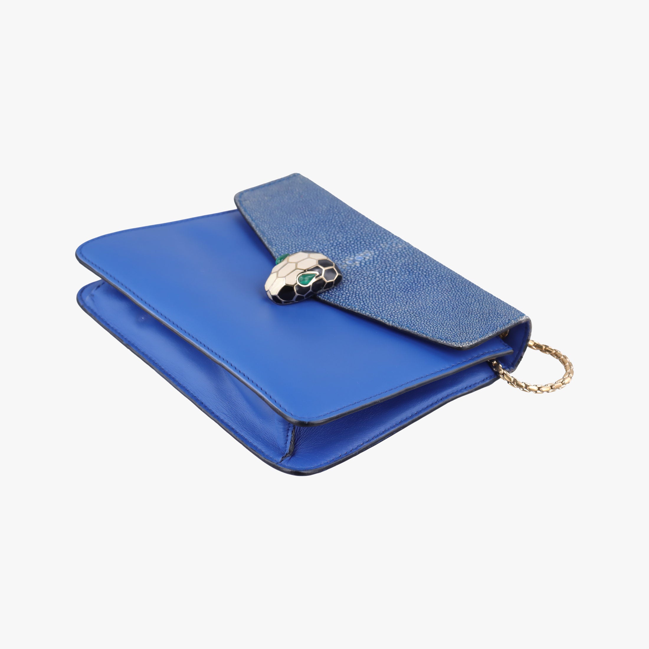 Vintage Bvlgari SERPENTI FOREVER Blue Galuchat Skin×Leather  shoulderbag | stylenewstar