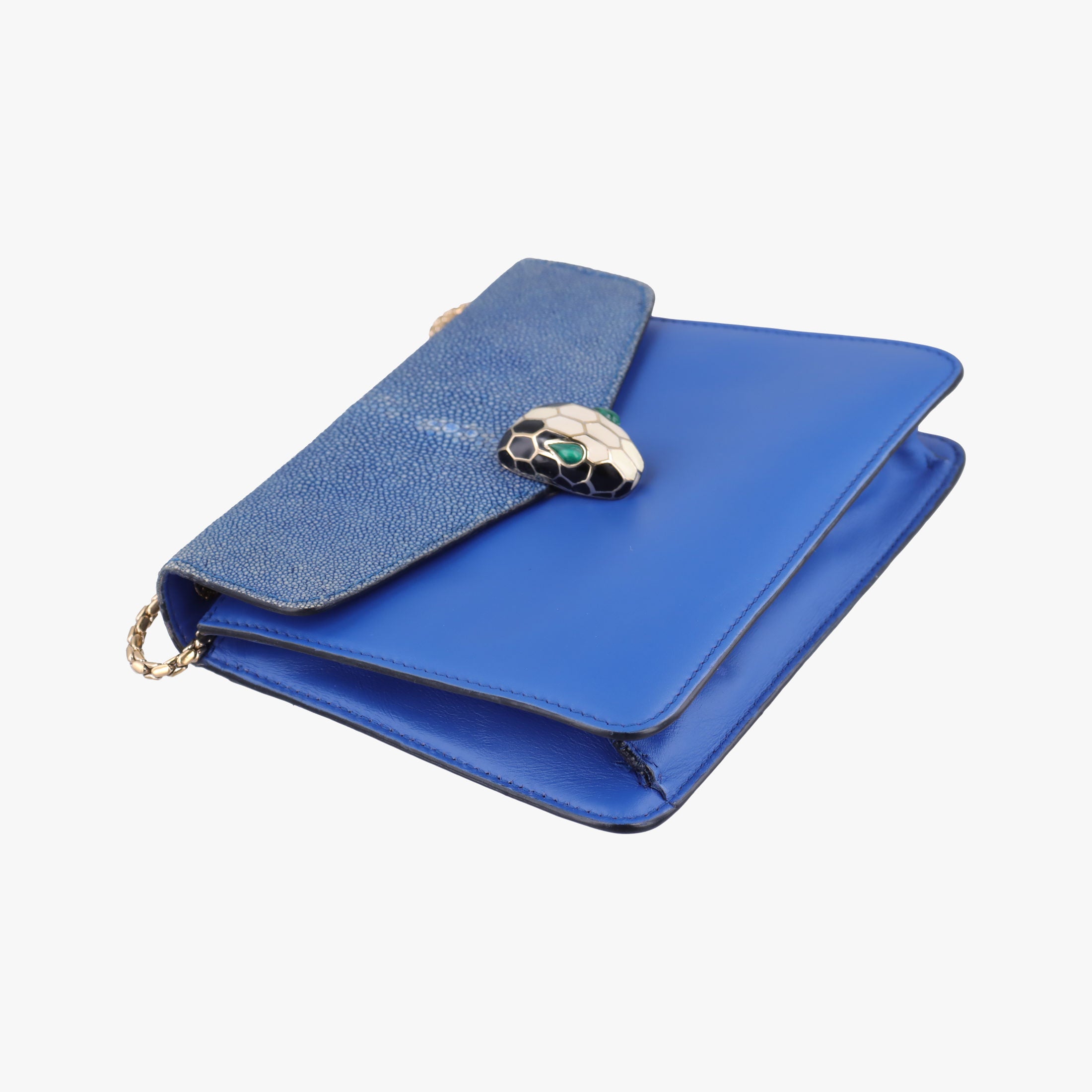 Vintage Bvlgari SERPENTI FOREVER Blue Galuchat Skin×Leather  shoulderbag | stylenewstar