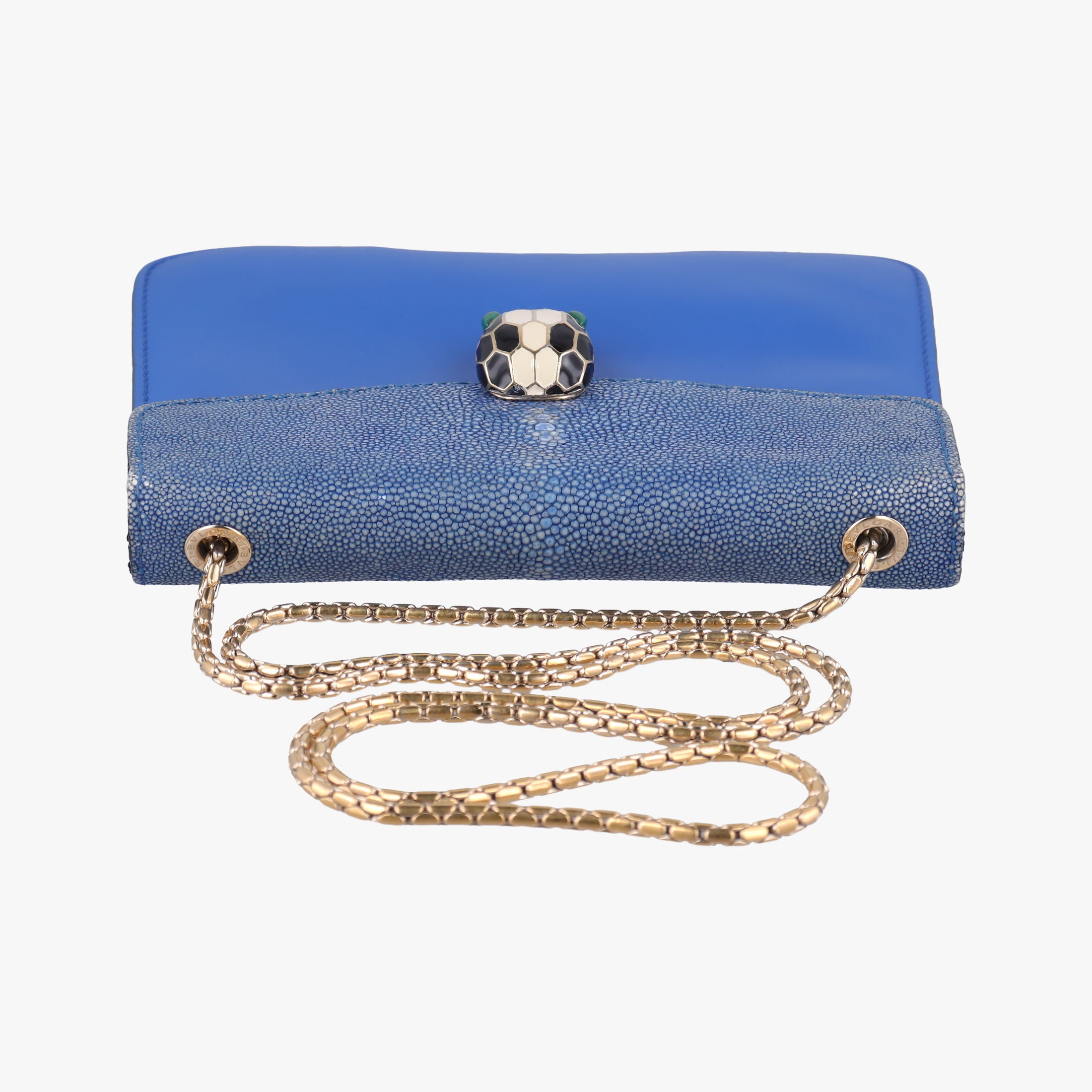 Vintage Bvlgari SERPENTI FOREVER Blue Galuchat Skin×Leather  shoulderbag | stylenewstar