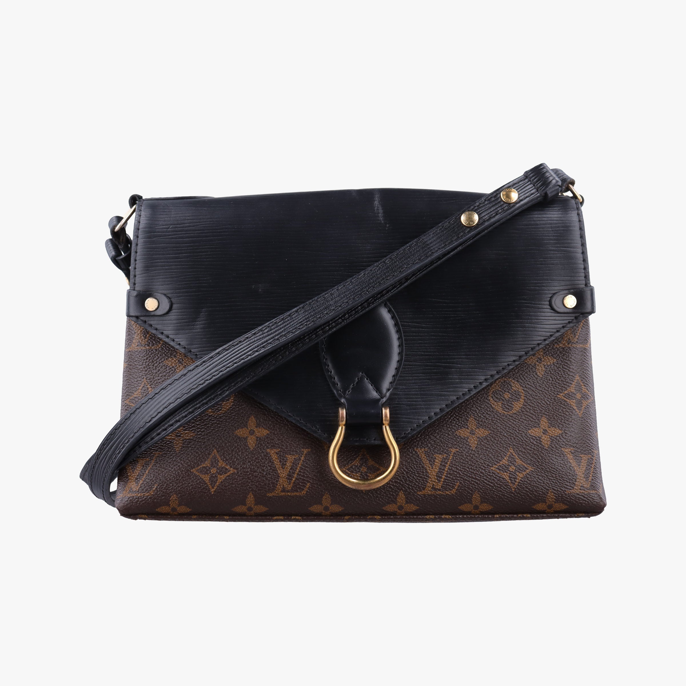 Pre-owned Louis Vuitton Saint Michel Freesia Brown×Noir Monogram Canvas×epi M44030 shoulderbag | stylenewstar